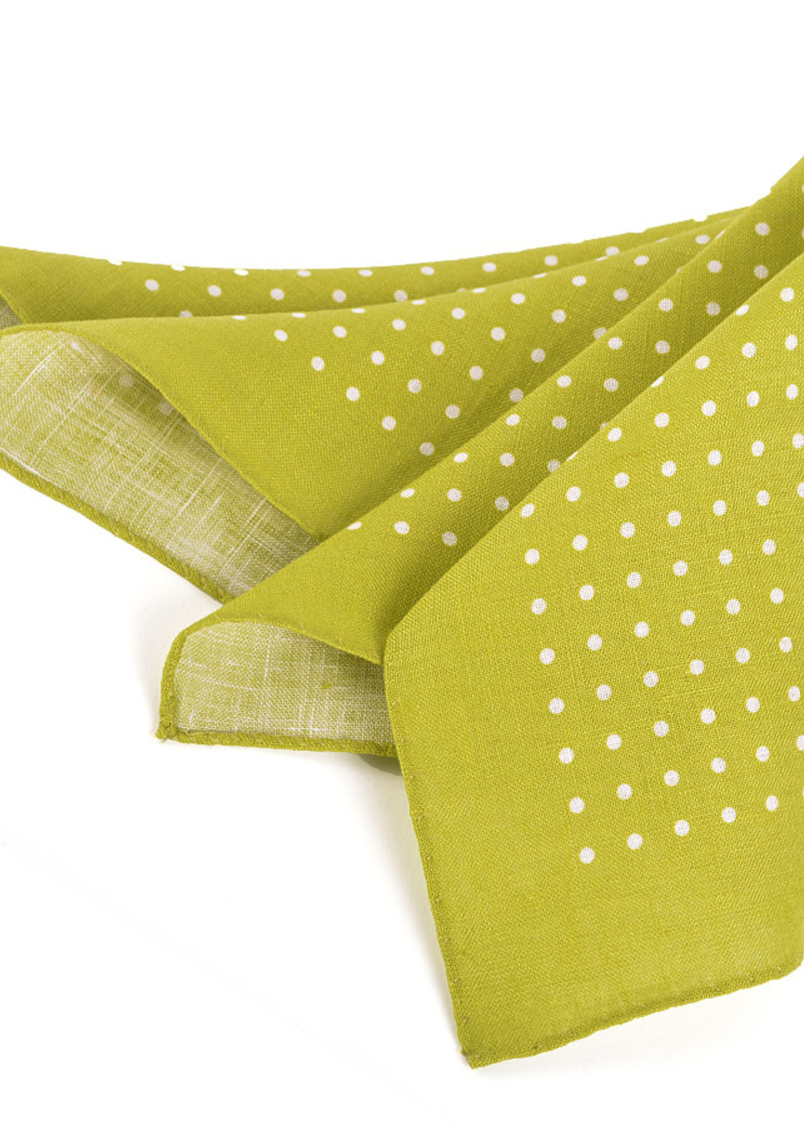 Dion Dion Polka Dot Linen Pocket Square Green