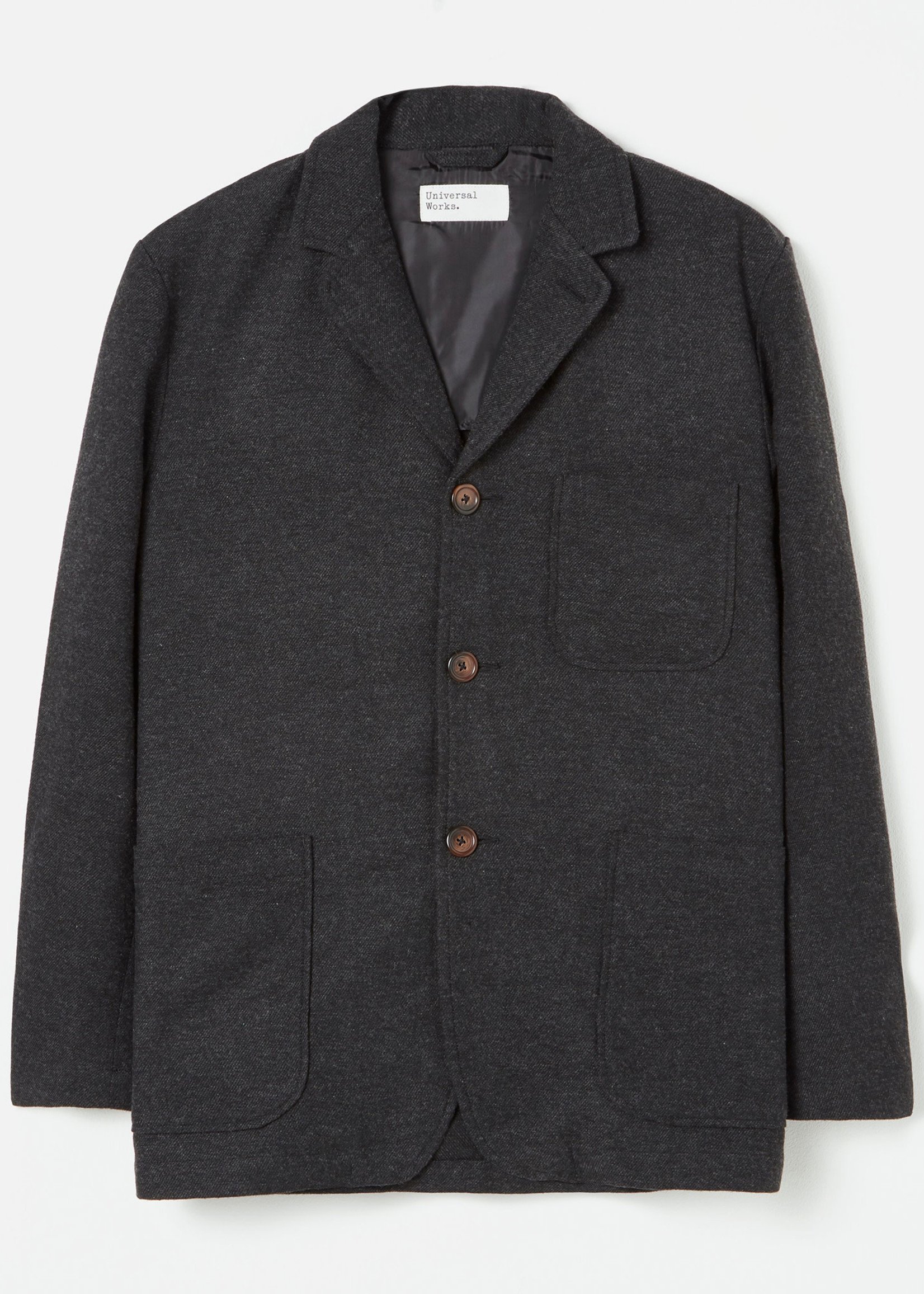 Universal Works Universal Works Three Button Jacket Charcoal Wool/Poly