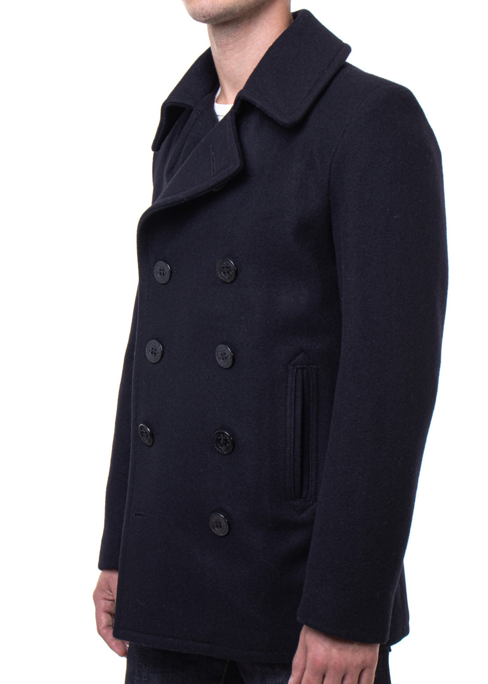 Schott Navy Melton Wool Peacoat (751) - Drinkwater's Cambridge