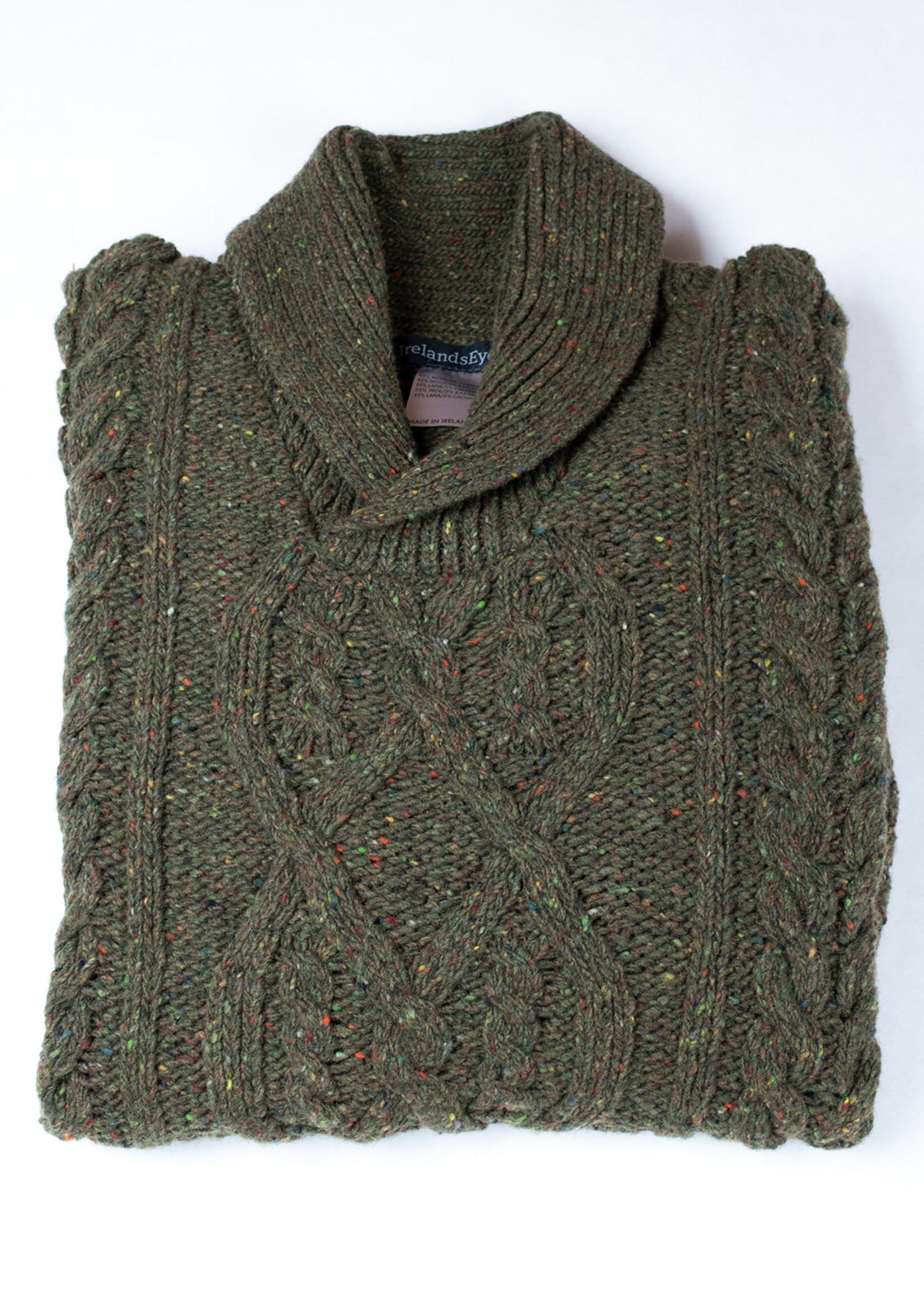 Ireland's Eye Clonard Loden Shawl Collar Cable Sweater (A874 ...