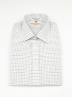 Blue & Tan Tattersall Spread Collar by Drinkwater's