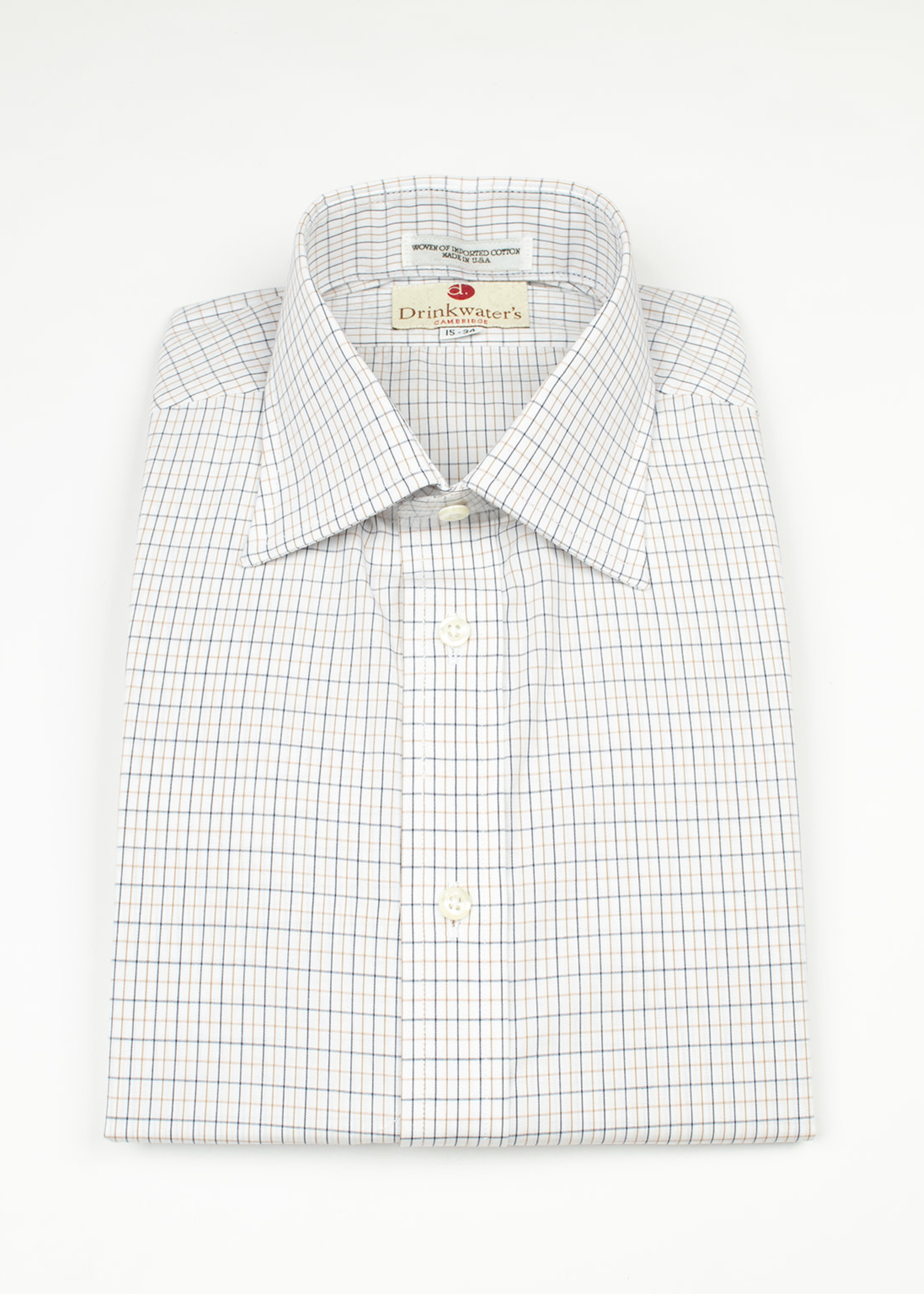 Blue & Tan Tattersall Spread Collar by Drinkwater's