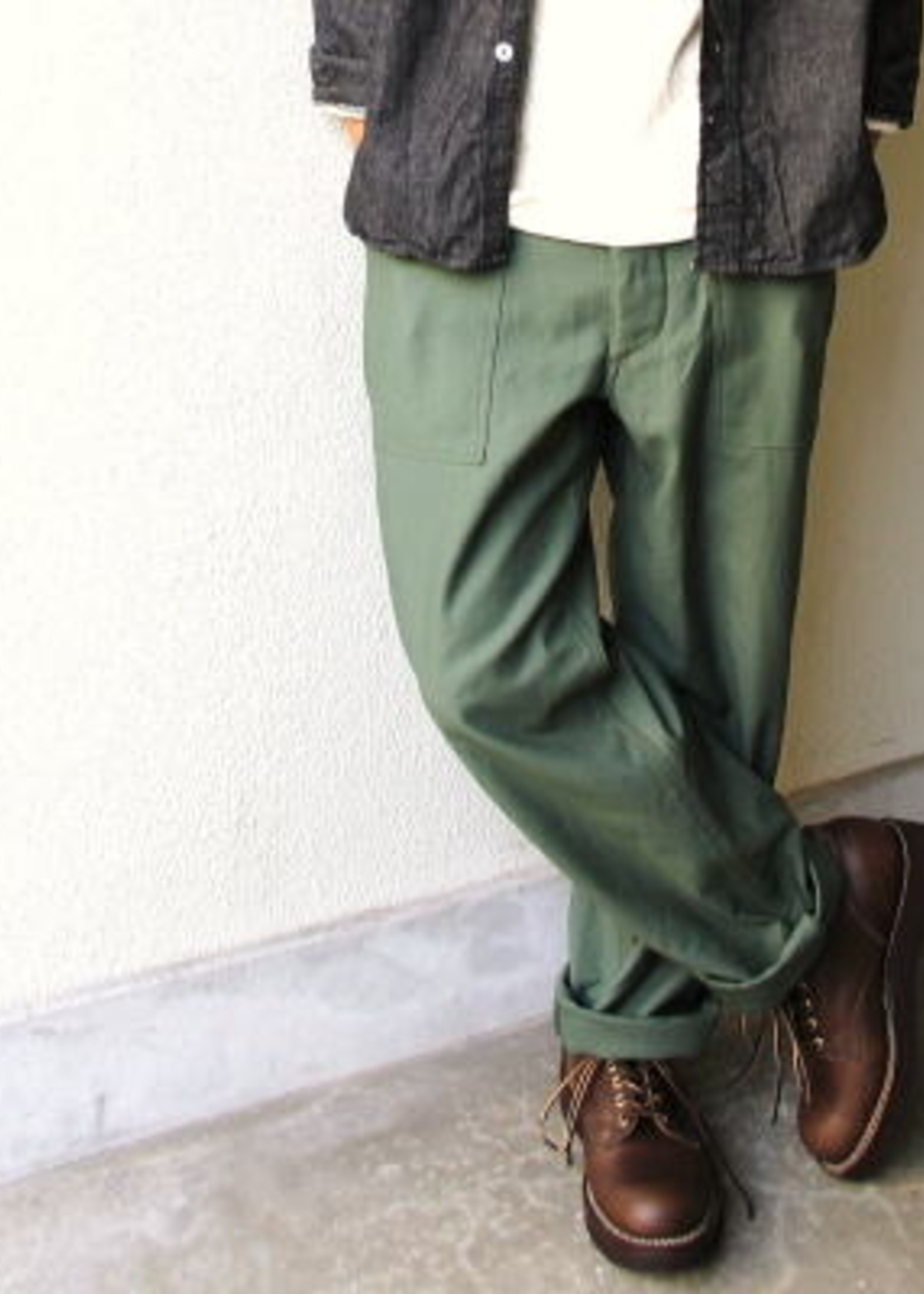 Engineered Garments EG Workaday Fatigues Olive Reverse Sateen