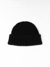 Cableami 2X2 Cashmere Rib Cap Black (025-21AW) - Drinkwater's