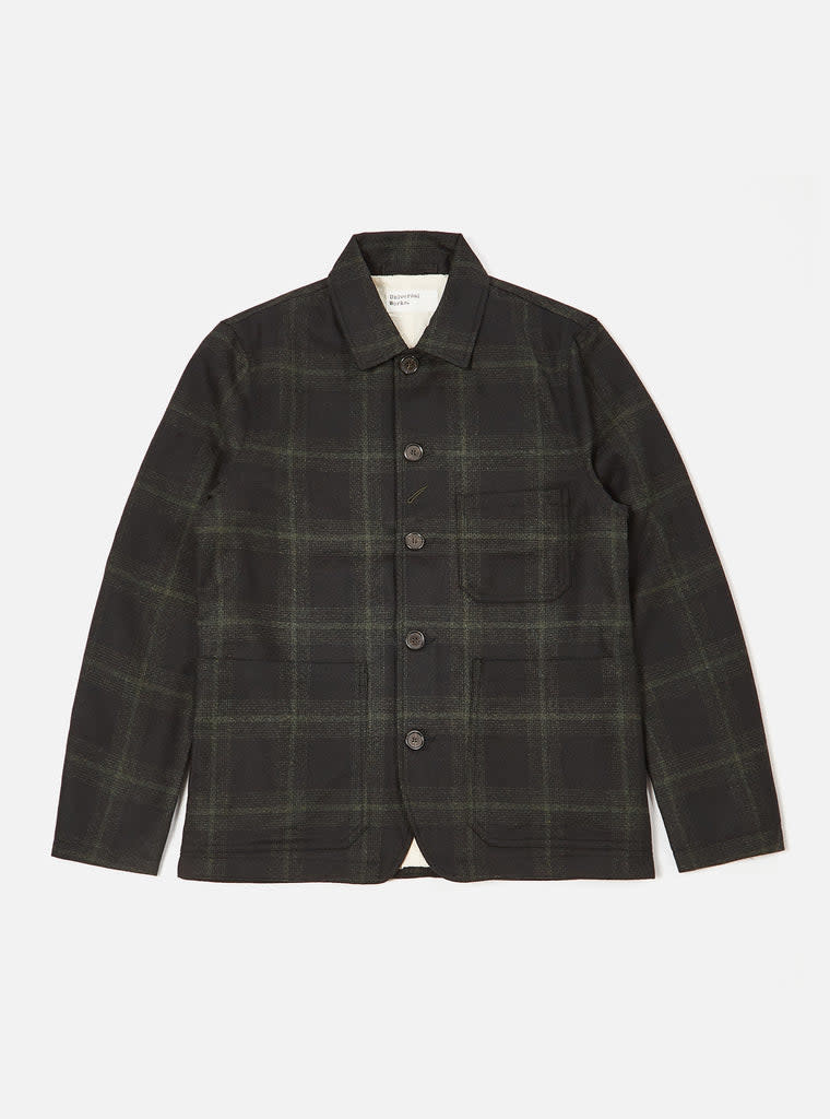 Universal works merino top check bakers chore jacket