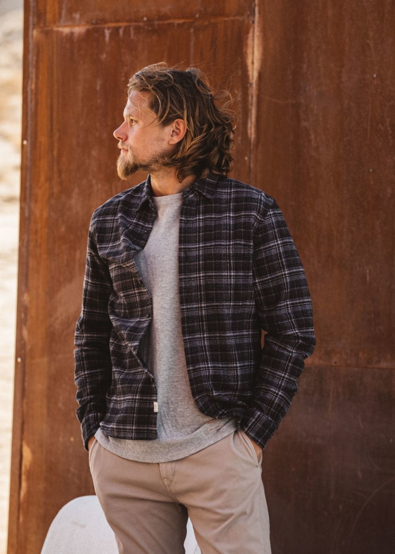 Kato Kato Ripper Shirt Charcoal Black Plaid Flannel