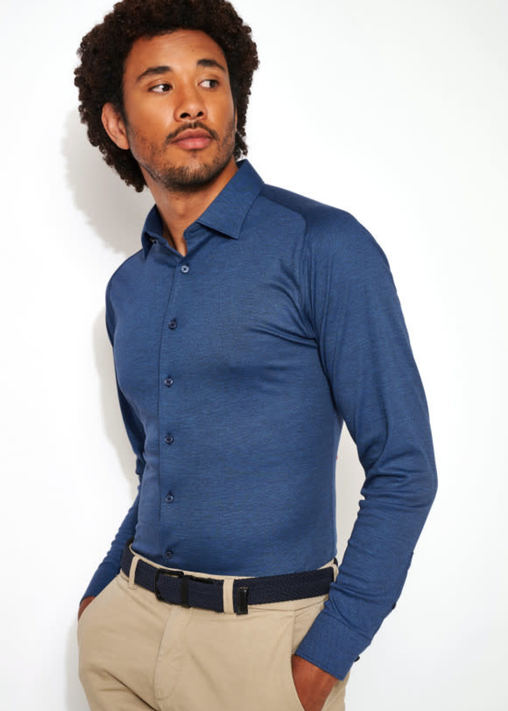 Desoto Desoto Royal Blue Piquee LS Button Shirt