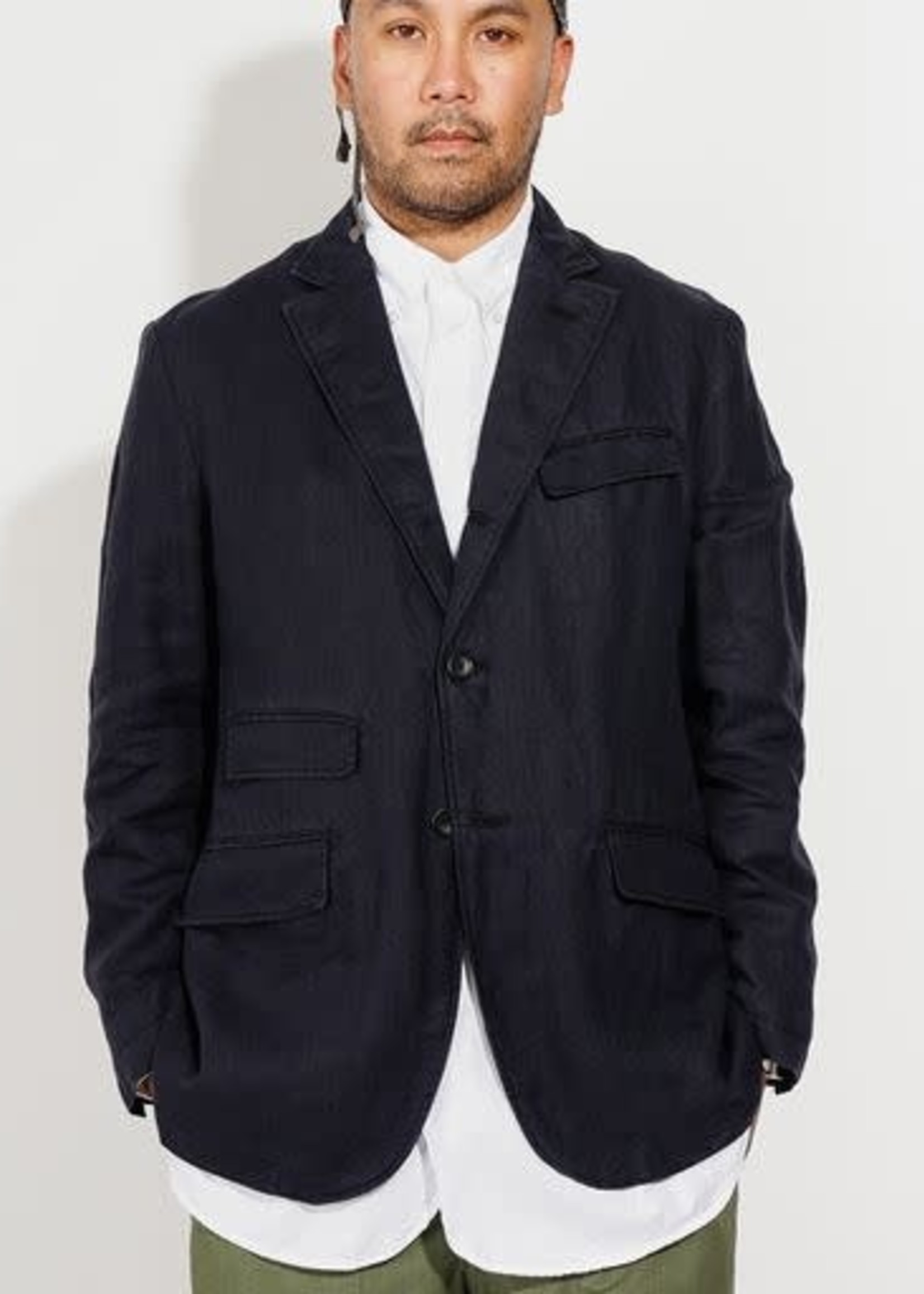 EG Andover Jacket Navy Linen Twill (23S1D006) - Drinkwater's Cambridge