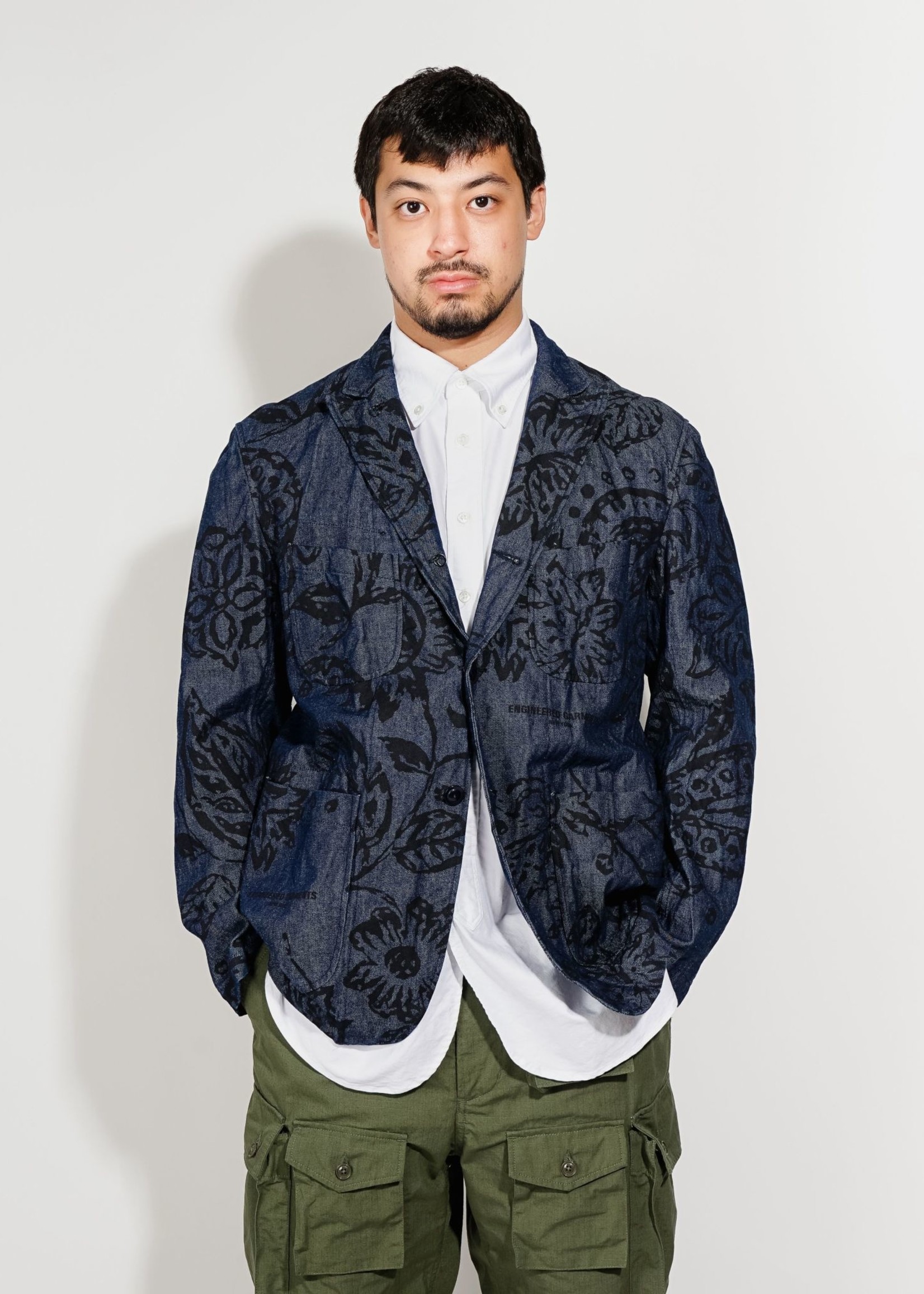 EG Bedford Jacket Indigo Floral Print (23S1D005) - Drinkwater's