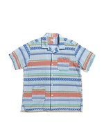 Engineered Garments Engineered Garments Camp Shirt Blue Horizontal Multi Stripe