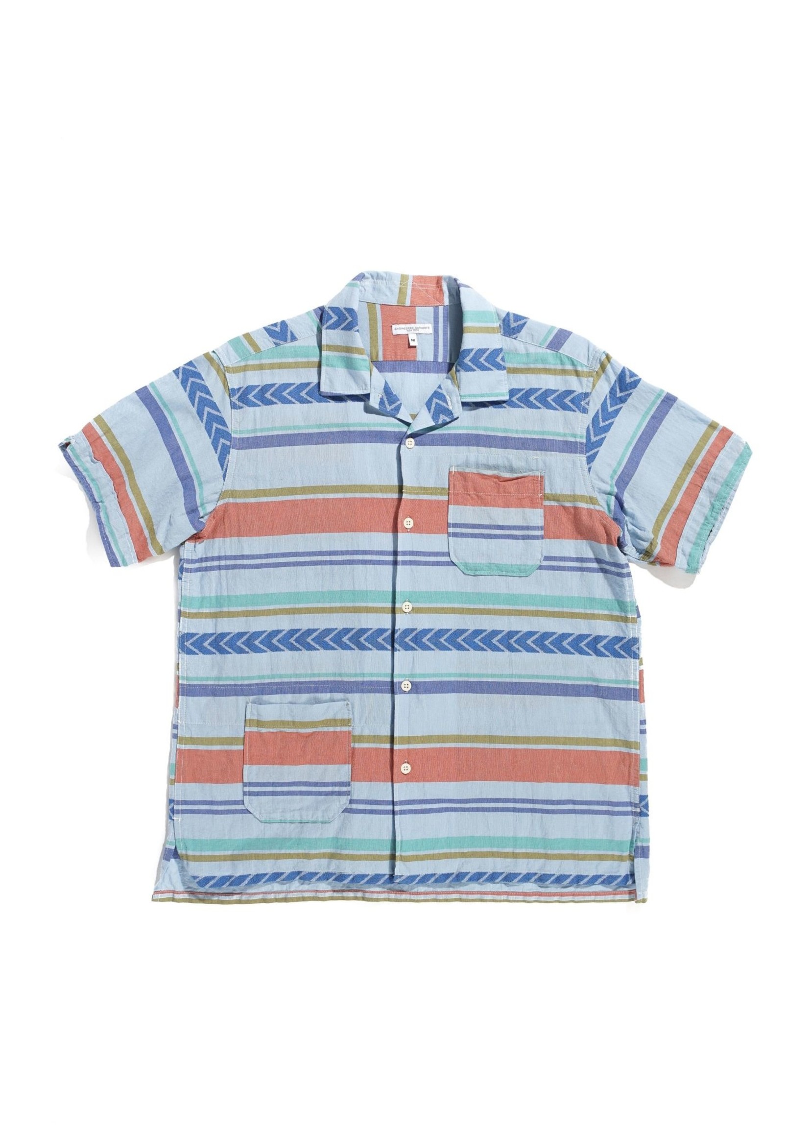 Engineered Garments Engineered Garments Camp Shirt Blue Horizontal Multi  Stripe