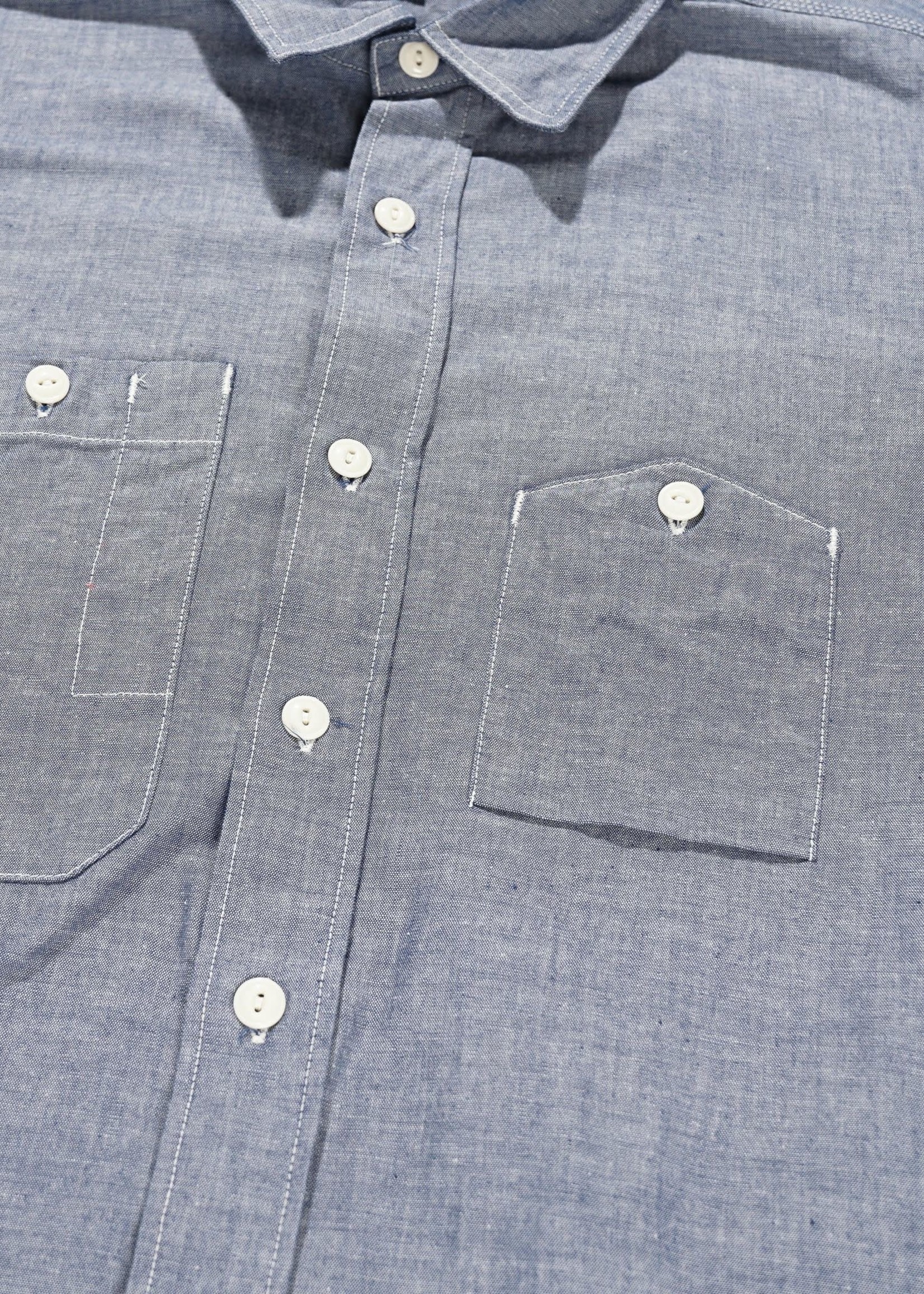 EG Work Shirt Lt. Blue Chambray (23S1A007) - Drinkwater's Cambridge