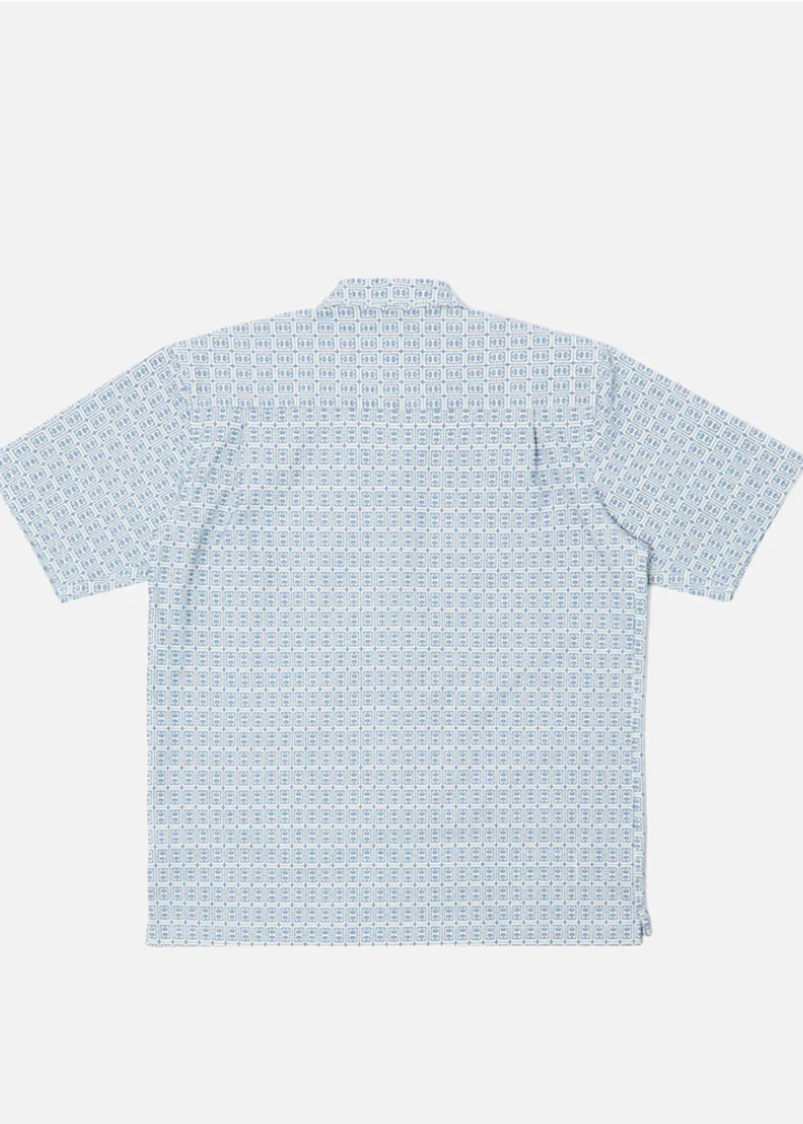 Universal Works Universal Works Camp Shirt White Blue Porto Cotton