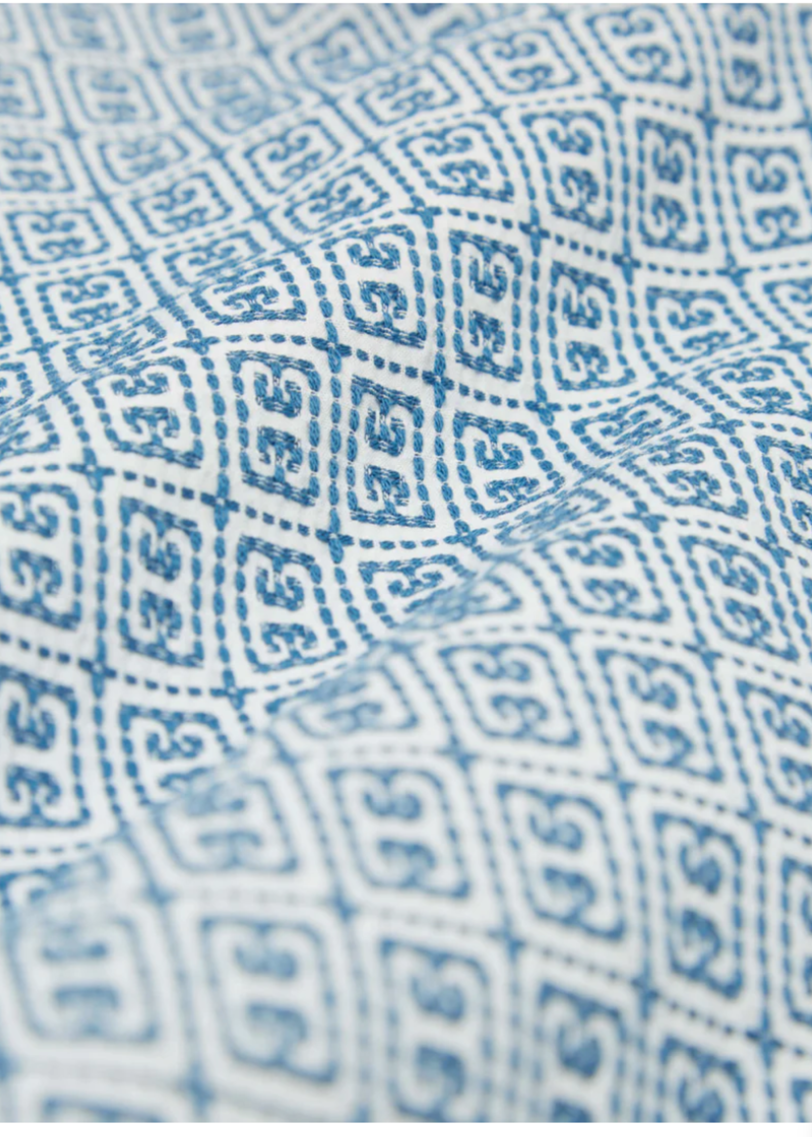 Universal Works Universal Works Camp Shirt White Blue Porto Cotton