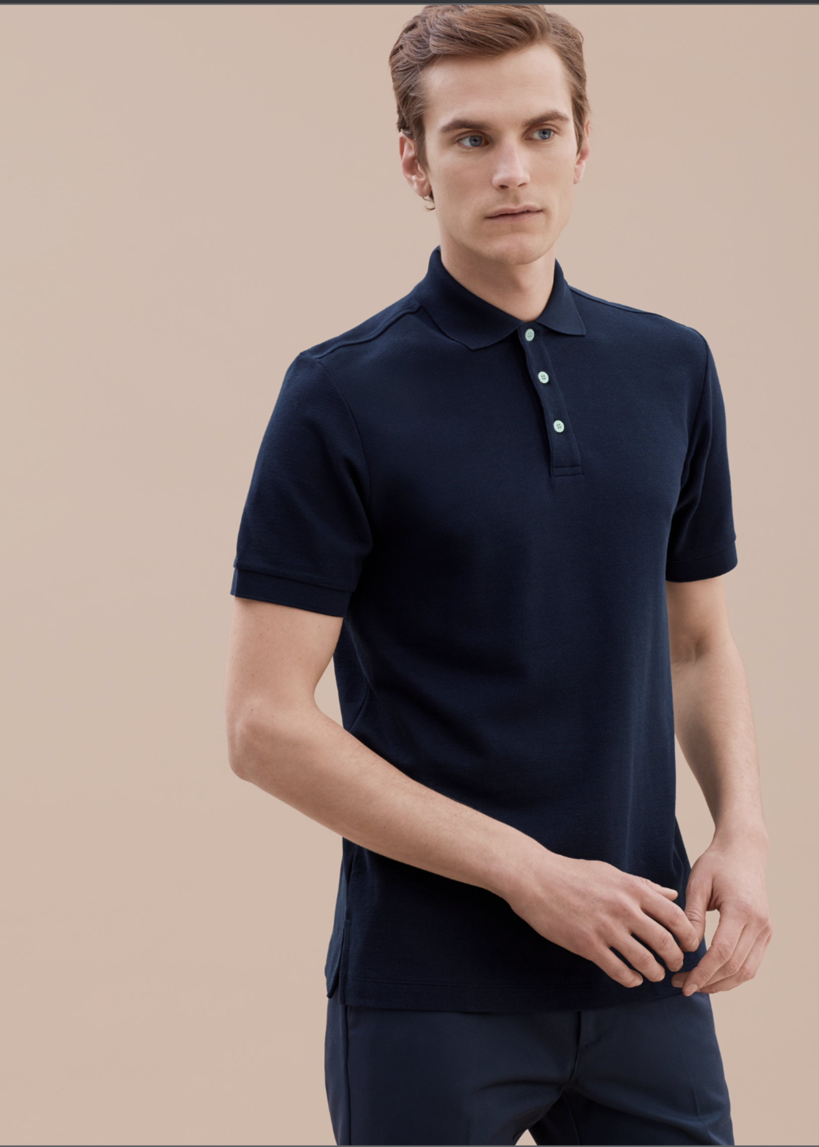 Handvaerk Handvaerk Pique Polo Shirt Navy Peruvian Pima Cotton