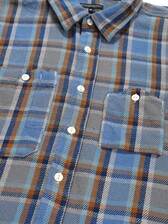 Engineered Garments Work Shirt Blue Cotton Heavy Blue Plaid