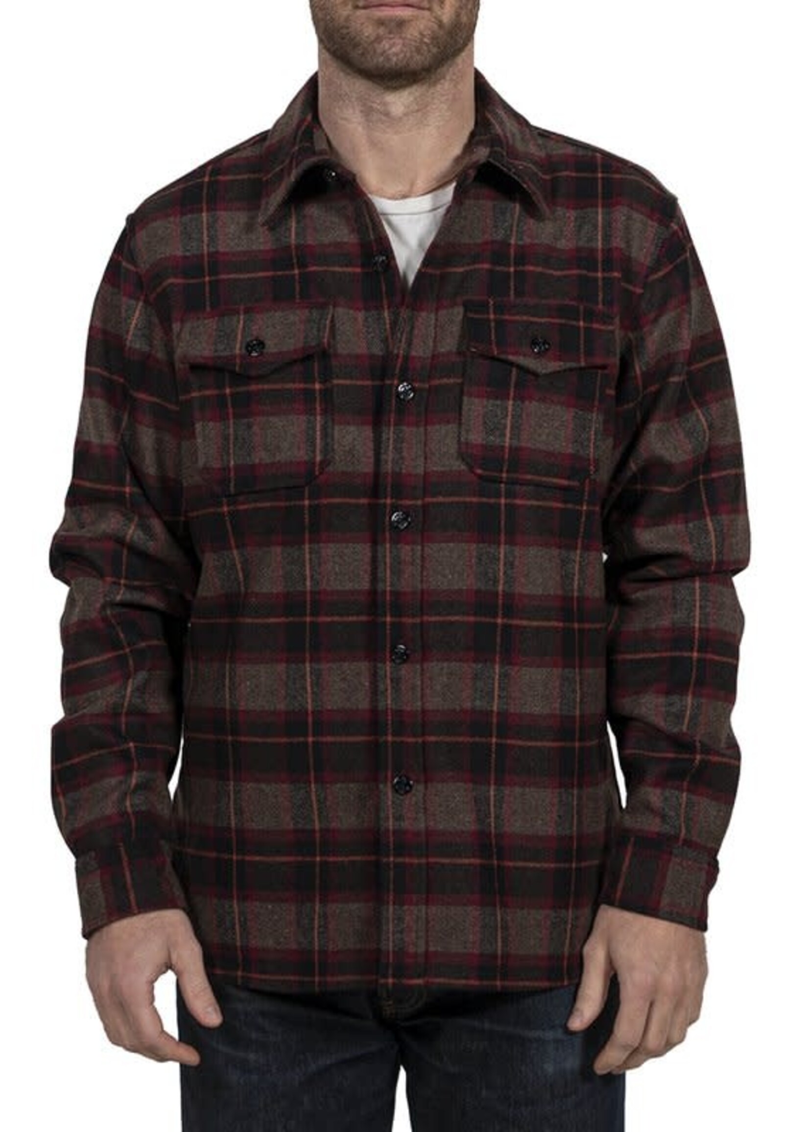 Schott CPO Shirt Brown Plaid Wool Flannel