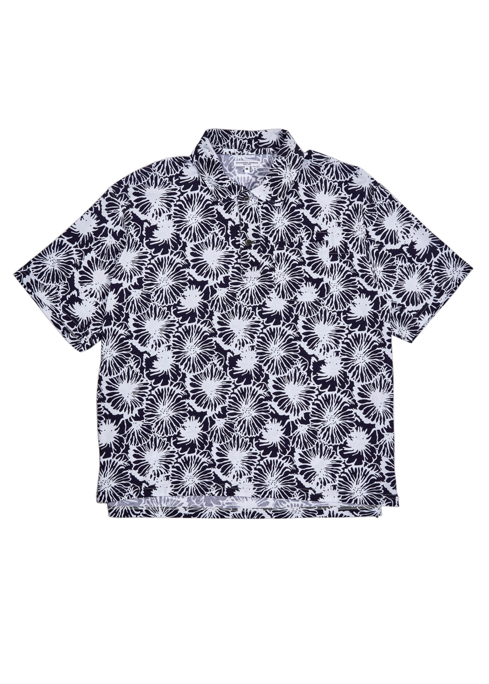 Engineered Garments Engineered Garments Polo Shirt Navy Cotton Floral Pique