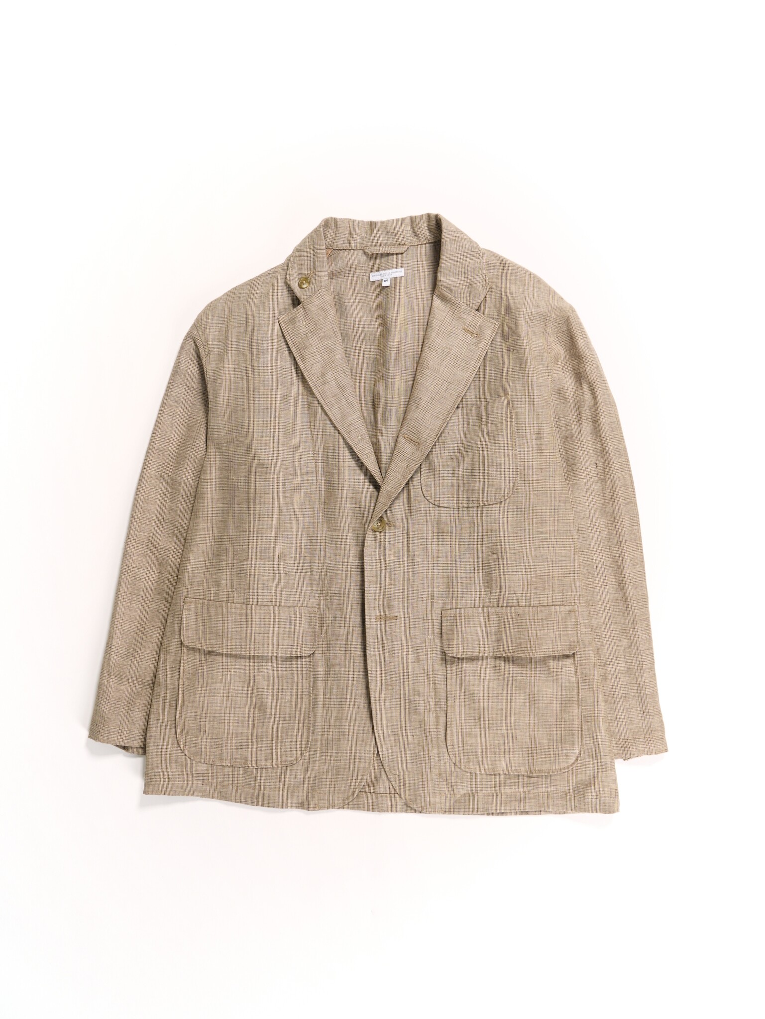 Engineered Garments Loiter Jacket Beige Linen Glen Plaid Engineered Garments Loiter Jacket Beige Linen Glen Plaid