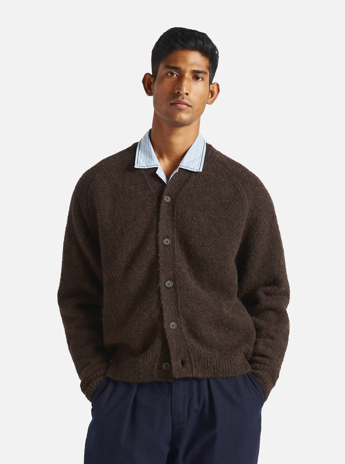 Universal Works David Cardigan Alpaca Knit Brown (31458