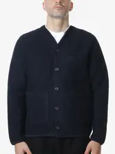 Universal Works Cardigan Wool Fleece Navy (31405) - Drinkwater's