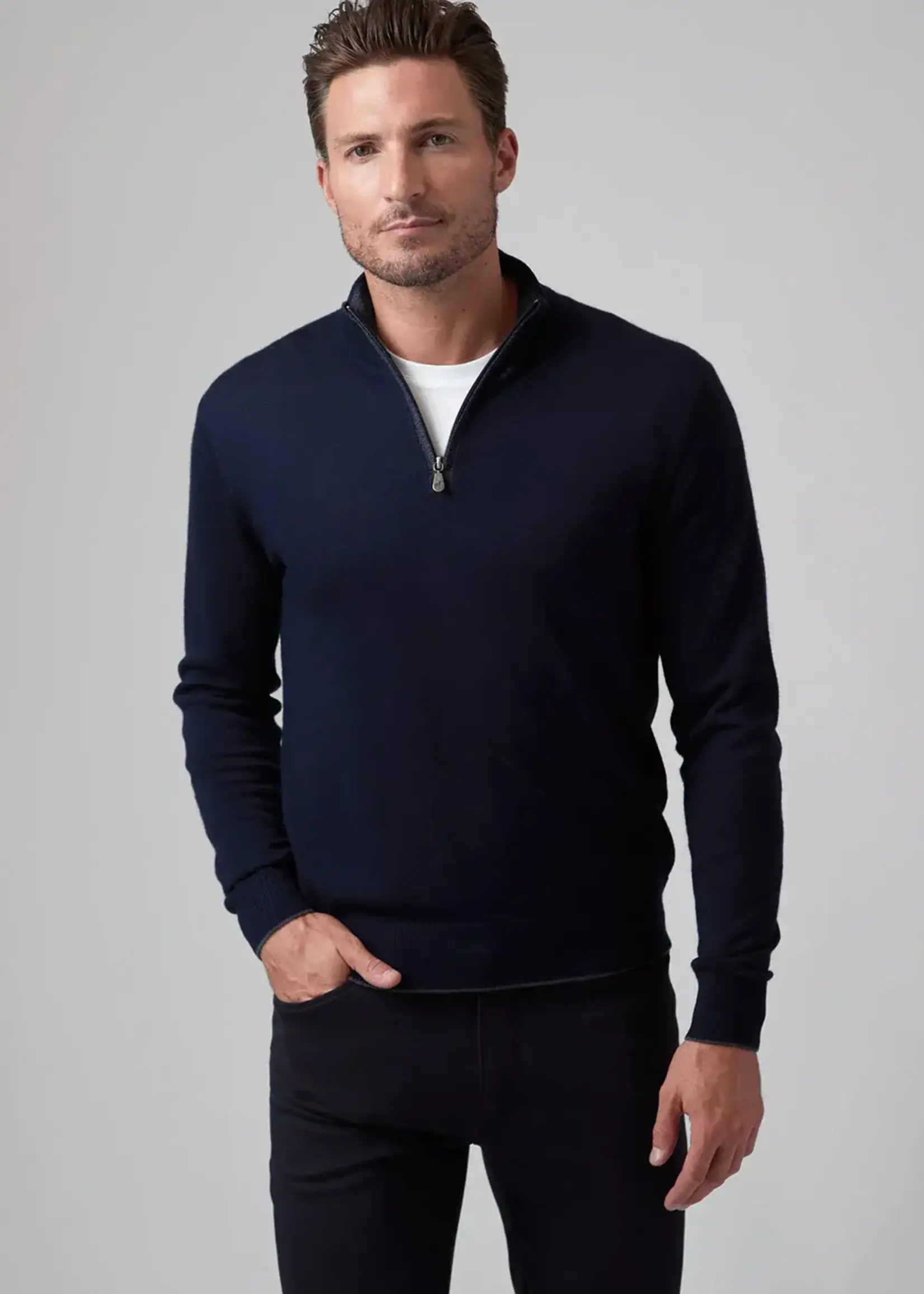 Raffi Raffi Navy Merino Wool 1/4 Zip