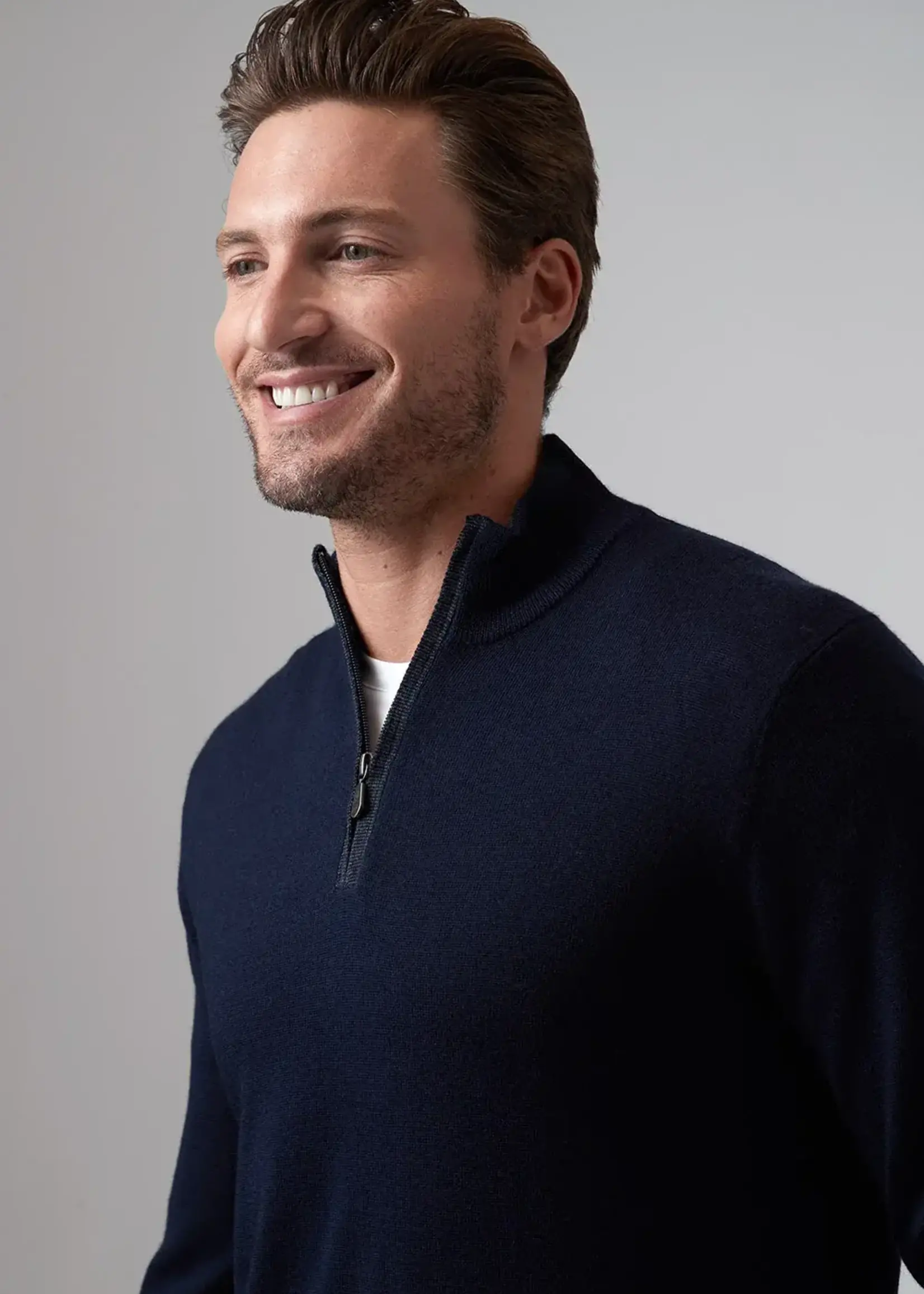 Raffi Raffi Navy Merino Wool 1/4 Zip