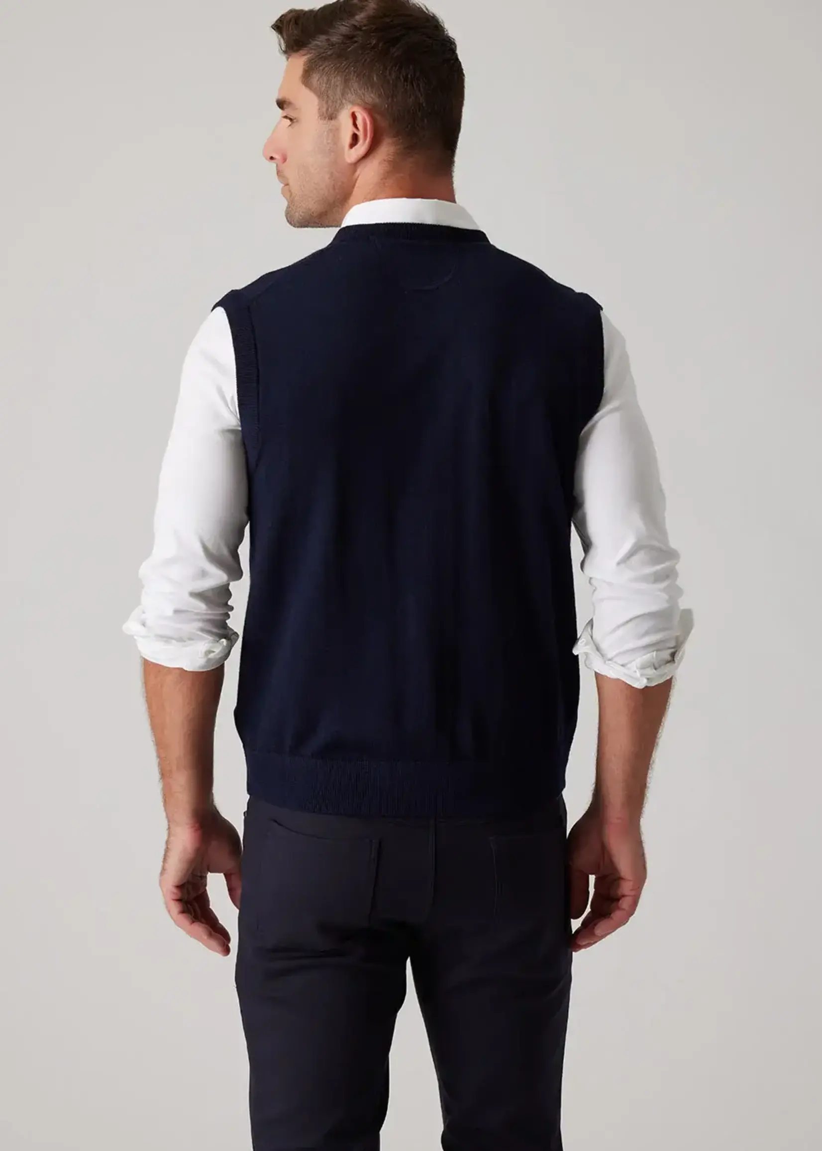 Raffi Raffi Navy Merino Wool V Neck Vest
