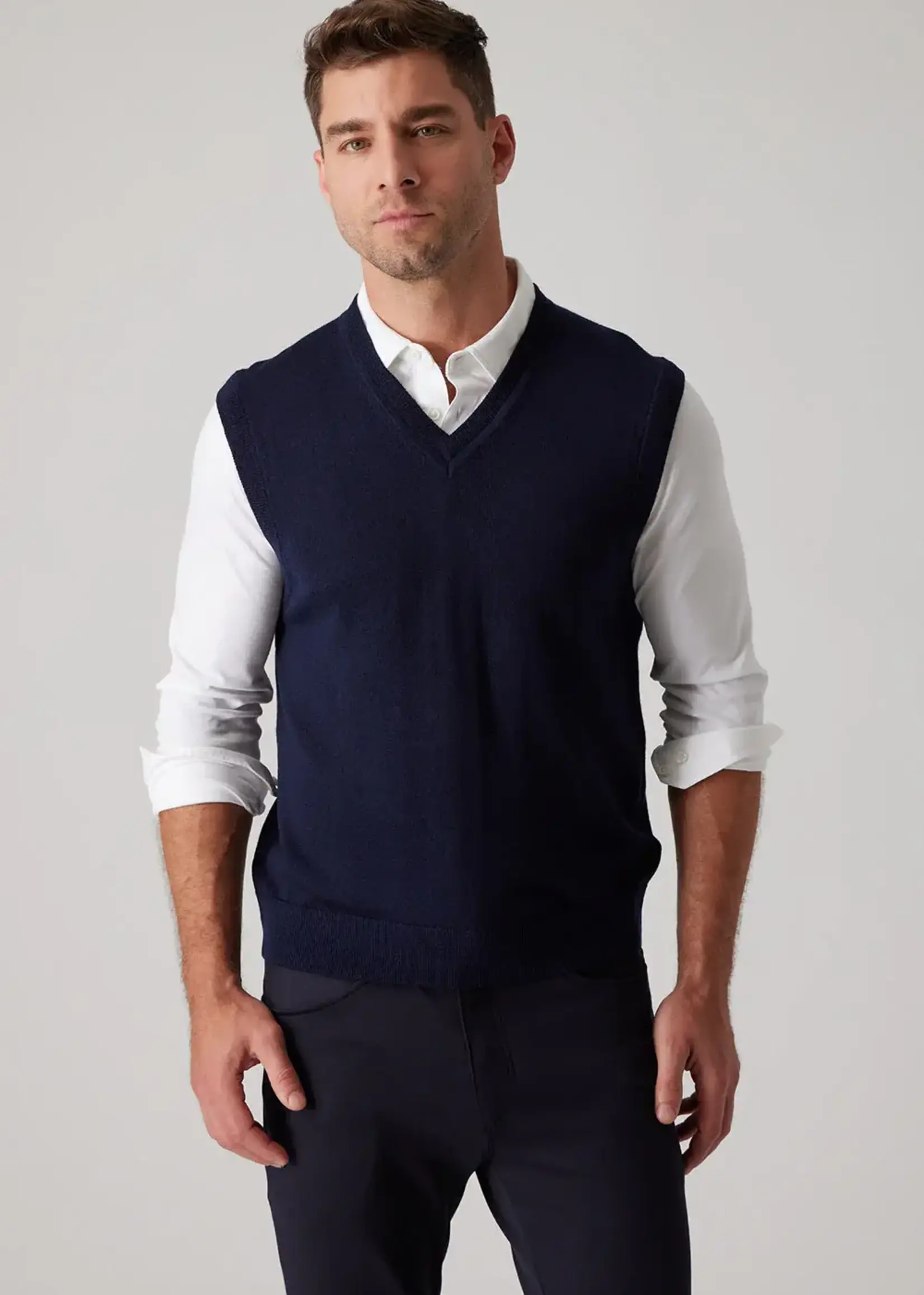 Raffi Raffi Navy Merino Wool V Neck Vest