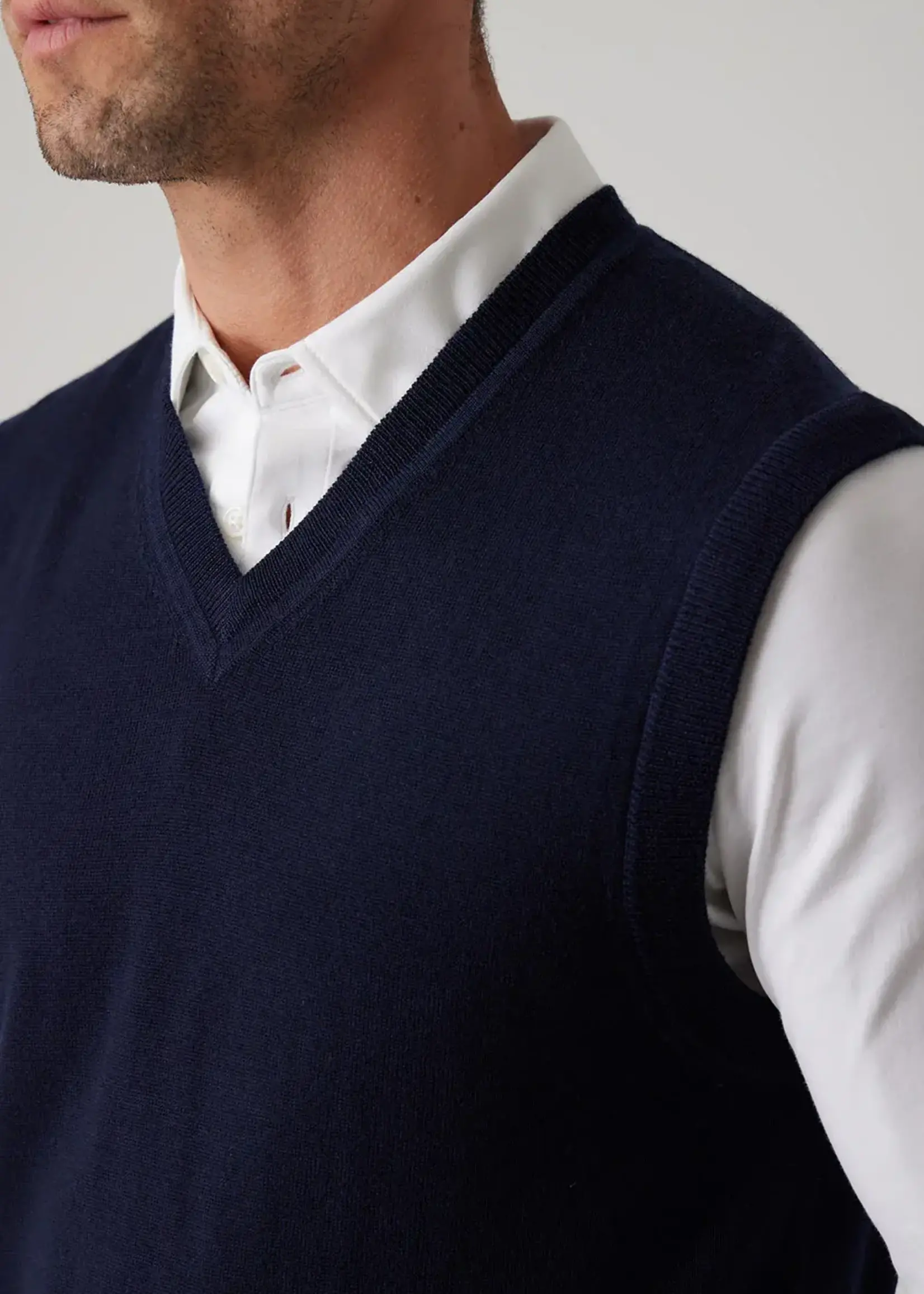 Raffi Raffi Navy Merino Wool V Neck Vest