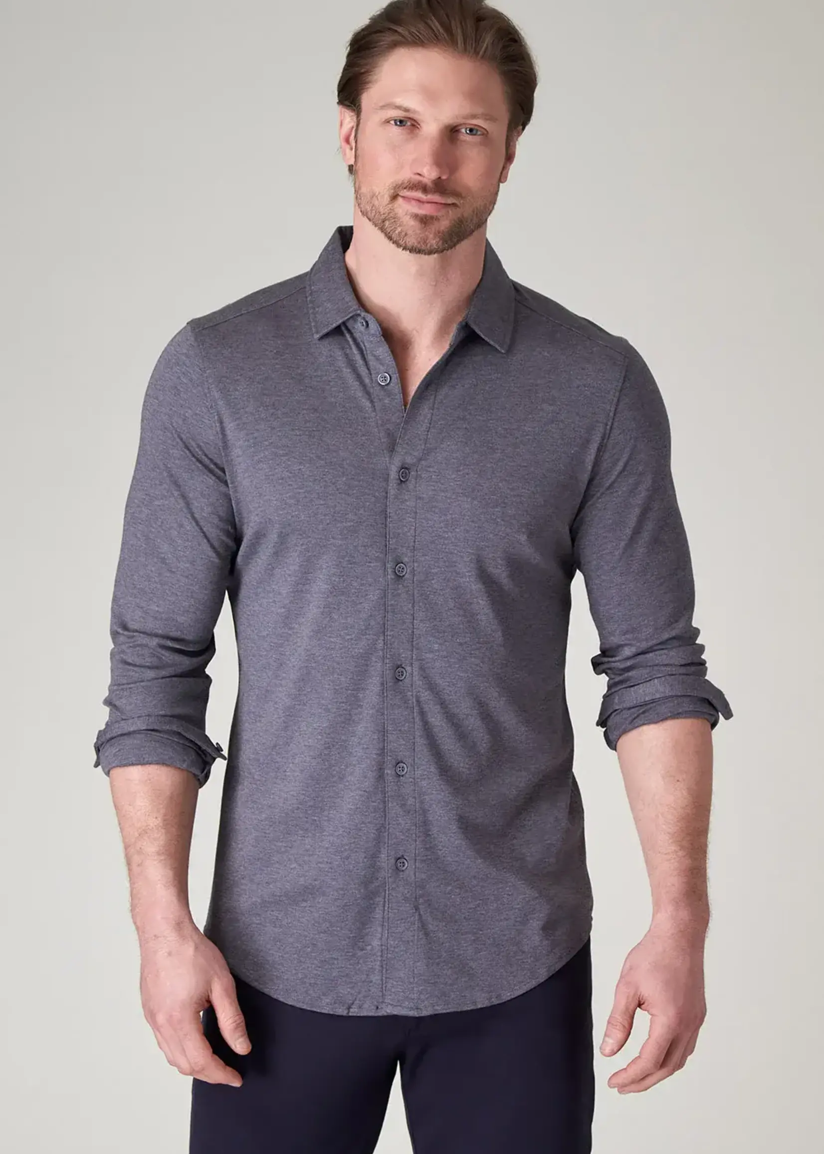 Raffi Raffi Charcoal Aqua Cotton LS Button Down