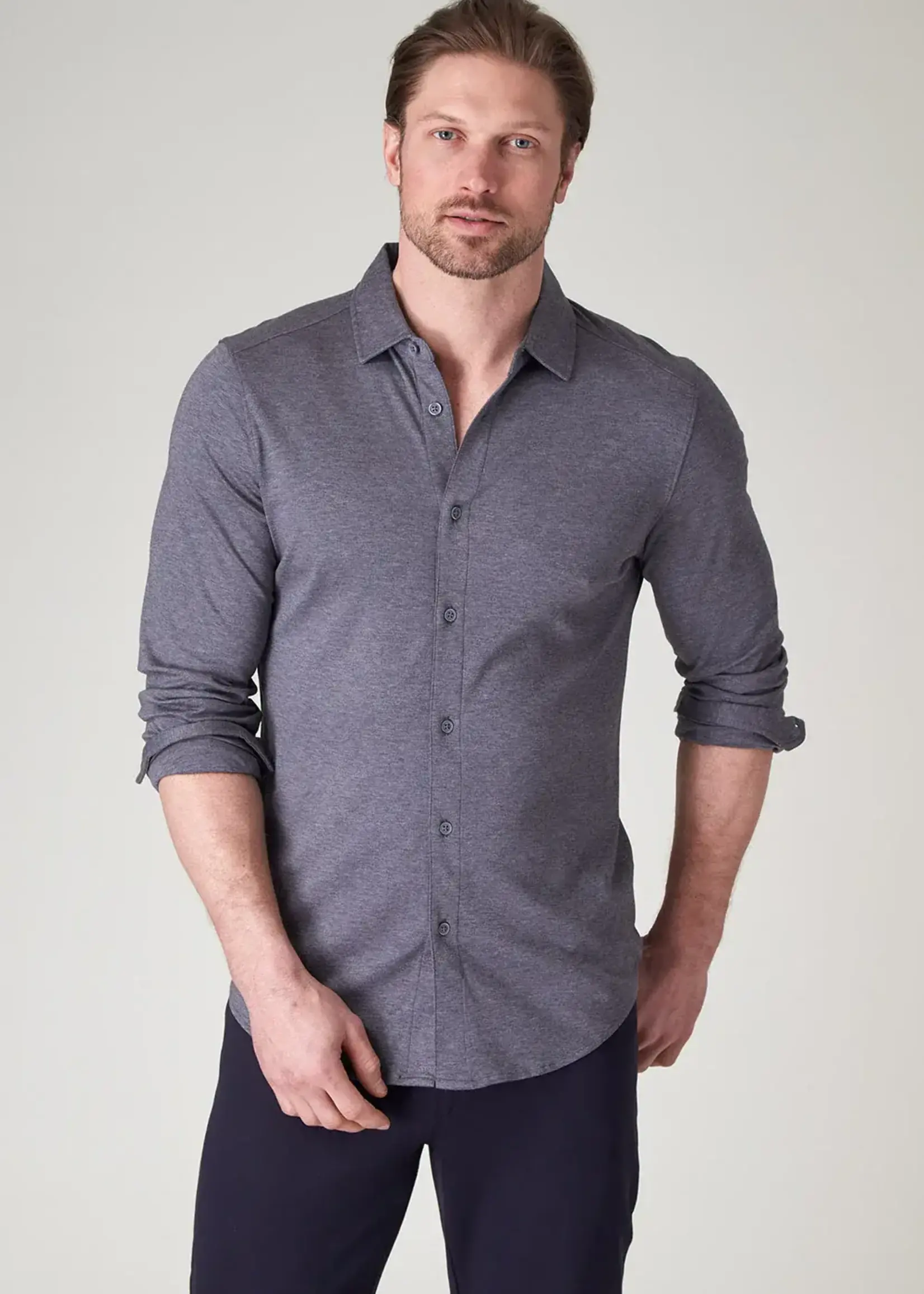 Raffi Raffi Charcoal Aqua Cotton LS Button Down