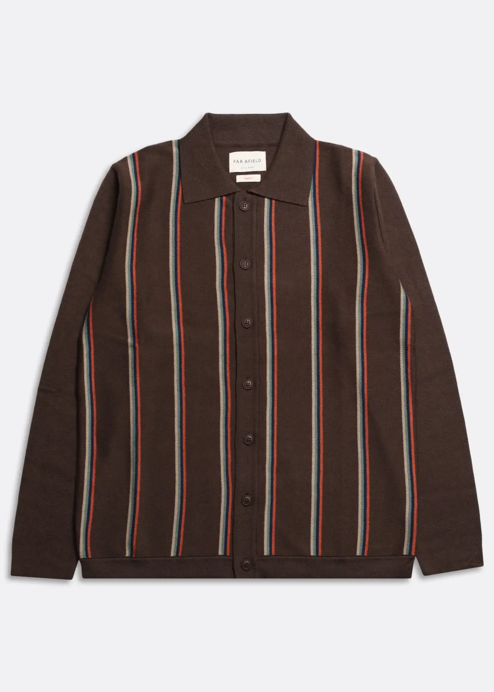 Far Afield Far Afield Zigger Cardigan Kuki Stripe/Slate Brown Cotton