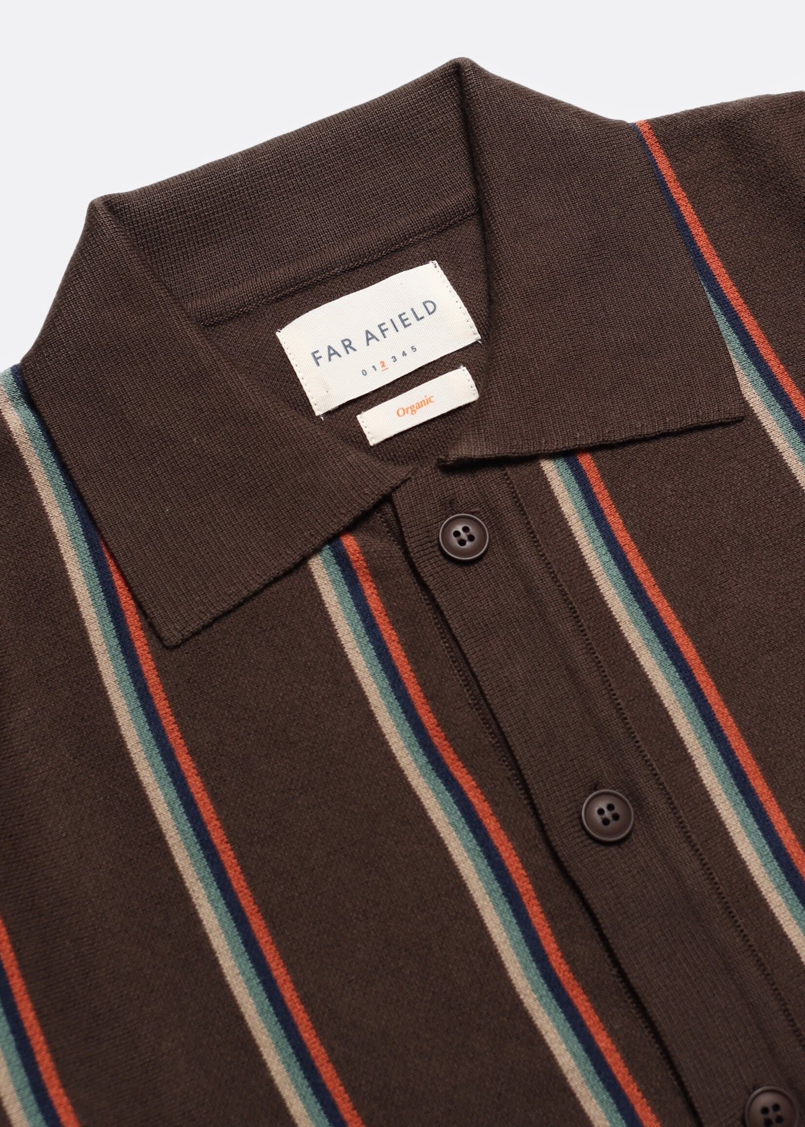 Far Afield Far Afield Zigger Cardigan Kuki Stripe/Slate Brown Cotton