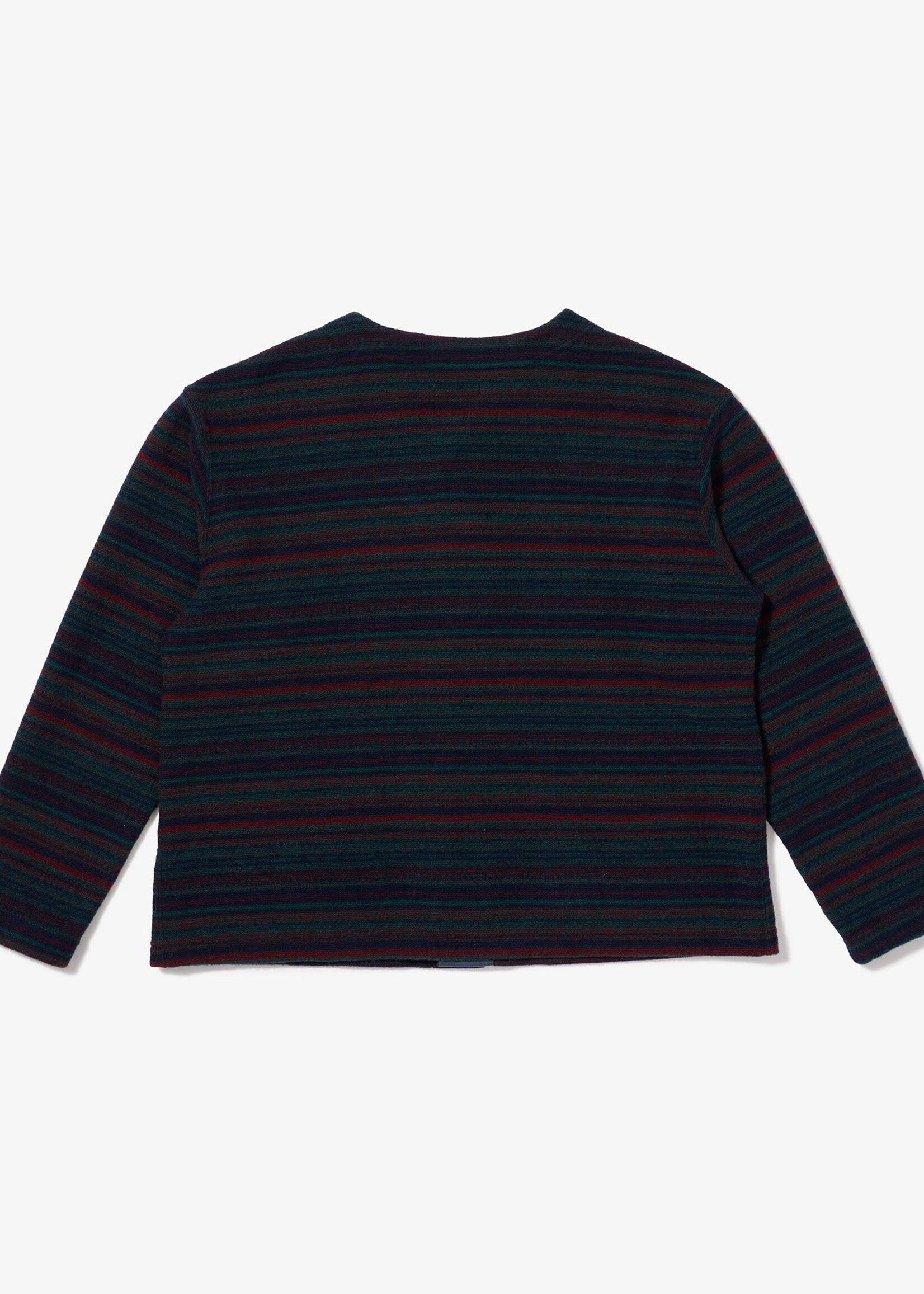 Engineered Garments EG Knit Cardigan Green Fair Isle Stripe Wool/Poly Sweater