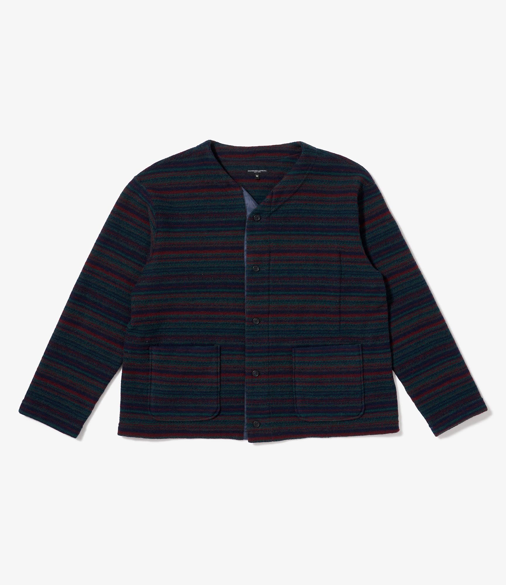 EG Knit Cardigan Green Fair Isle Stripe Wool / Poly Sweater EG Knit Cardigan Green Fair Isle Stripe Wool / Poly Sweater