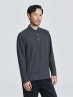 Handvaerk Handvaerk Pique Polo L/S Carbon Black Peruvian Pima Cotton