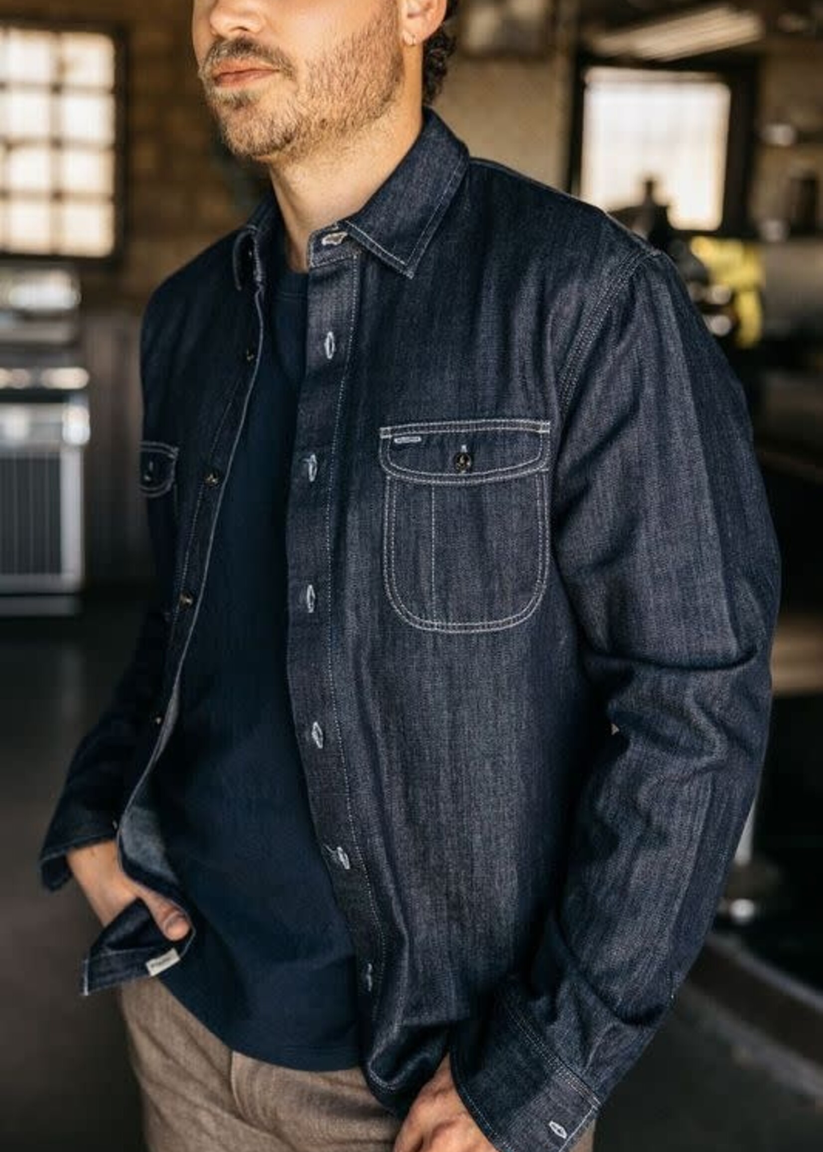 Kato Kato Brace 7oz Indigo Loose Weave Denim Shirt