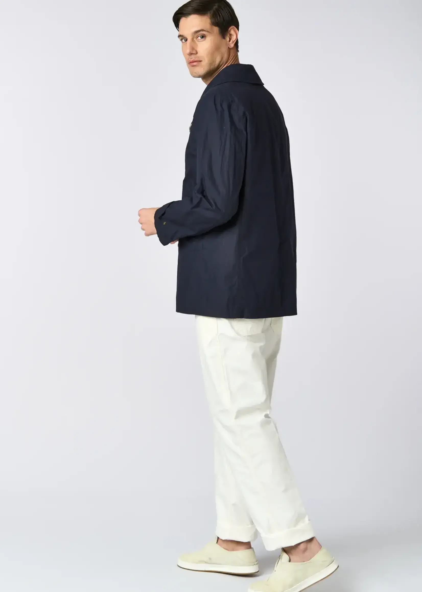 L'Impermeabile L'Impermeable Pea Coat Navy Wax Cotton