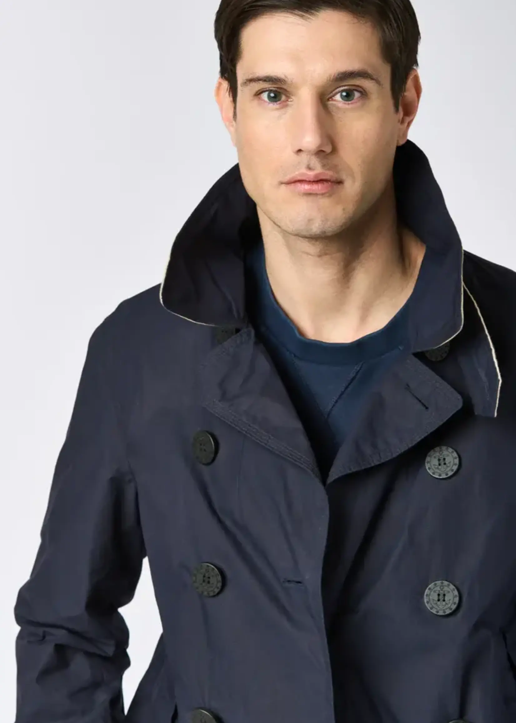 L'Impermeabile L'Impermeable Pea Coat Navy Wax Cotton