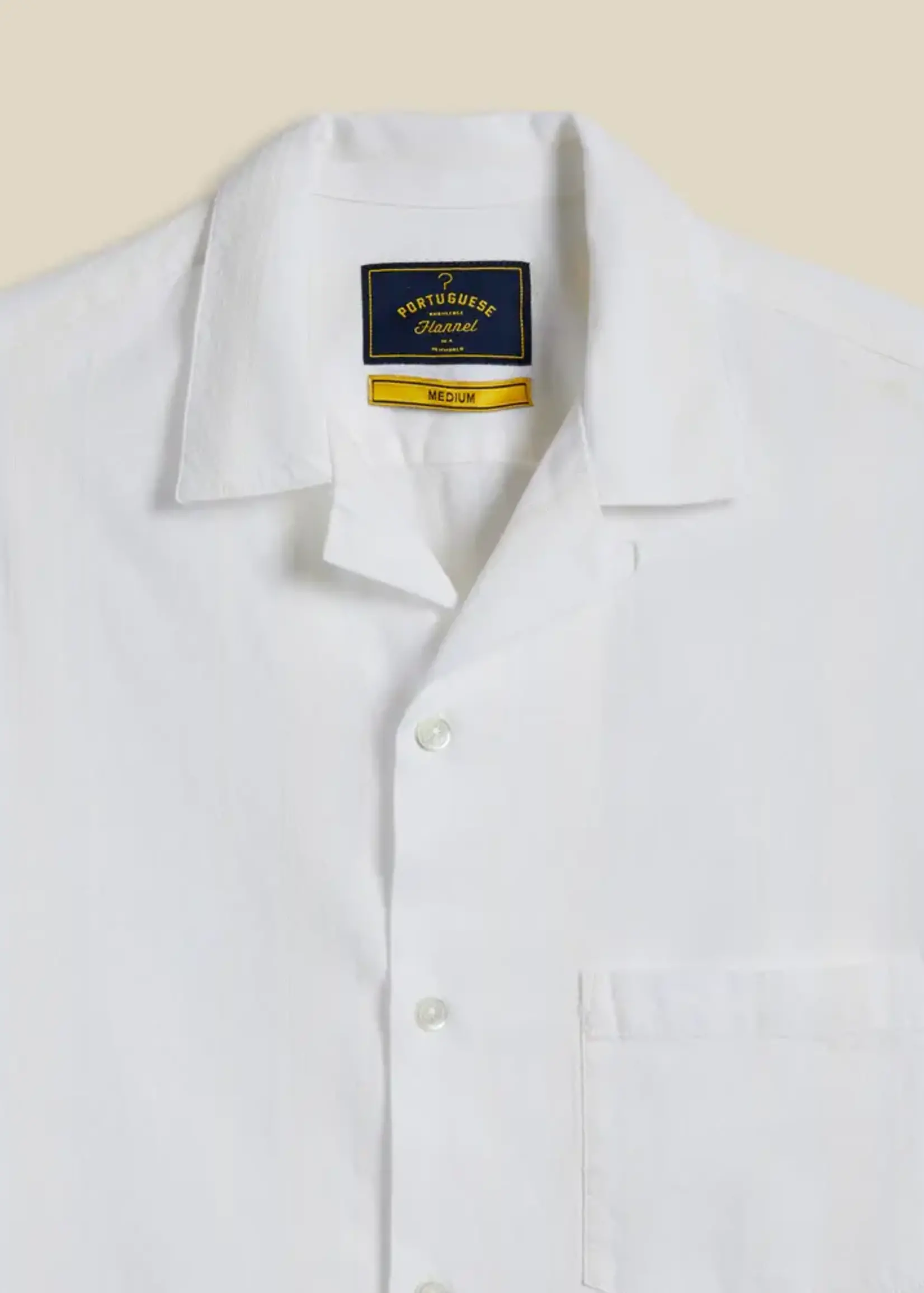 Portuguese Flannel Portuguese Flannel Alqueva White Blue Camp Collar