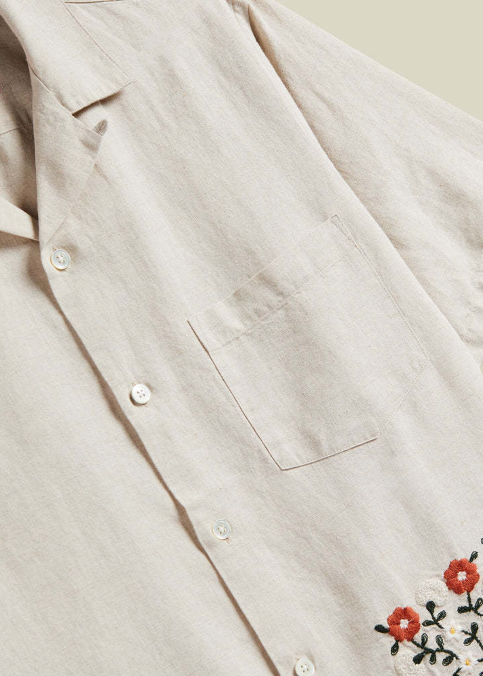 Portuguese Flannel Portuguese Flannel Colibri Sand Camp Collar