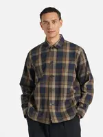 Universal Works Universal Works Lincot Big Check Travail Overshirt Navy / Brown Cotton / Linen