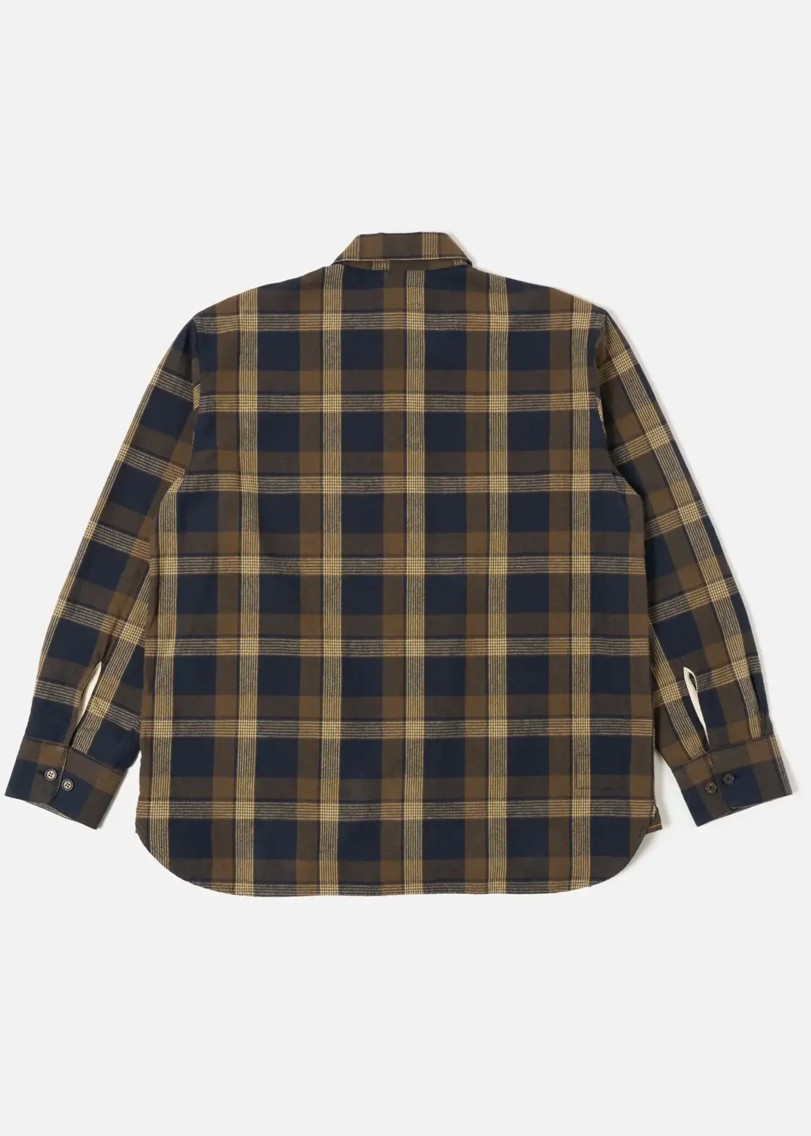 Universal Works Universal Works Lincot Big Check Travail Overshirt Navy / Brown Cotton / Linen