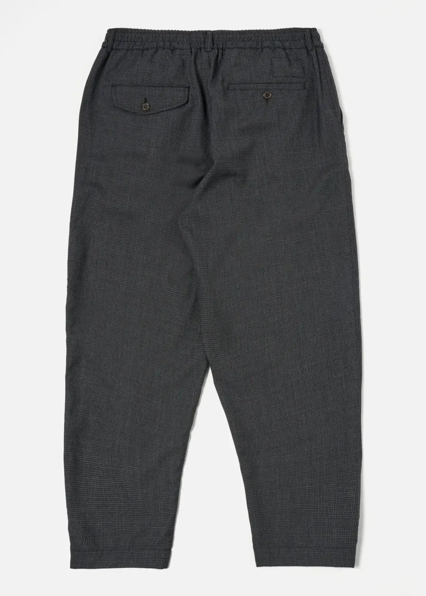 Universal Works Universal Works Mini Check Pleated Track Pants Black Wool