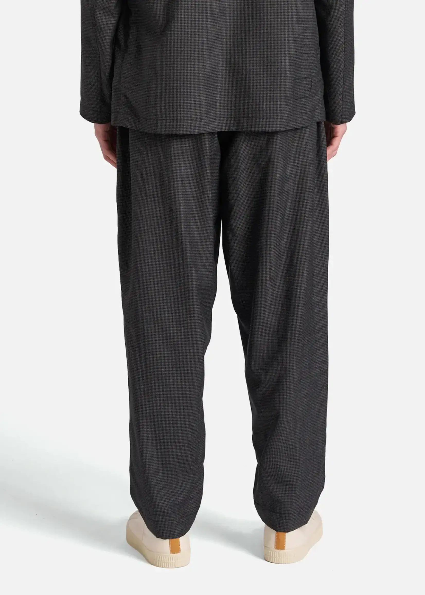 Universal Works Universal Works Mini Check Pleated Track Pants Black Wool