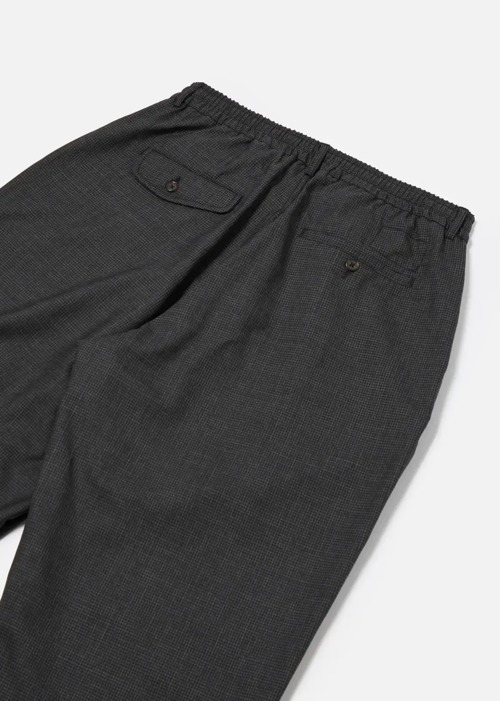 Universal Works Universal Works Mini Check Pleated Track Pants Black Wool