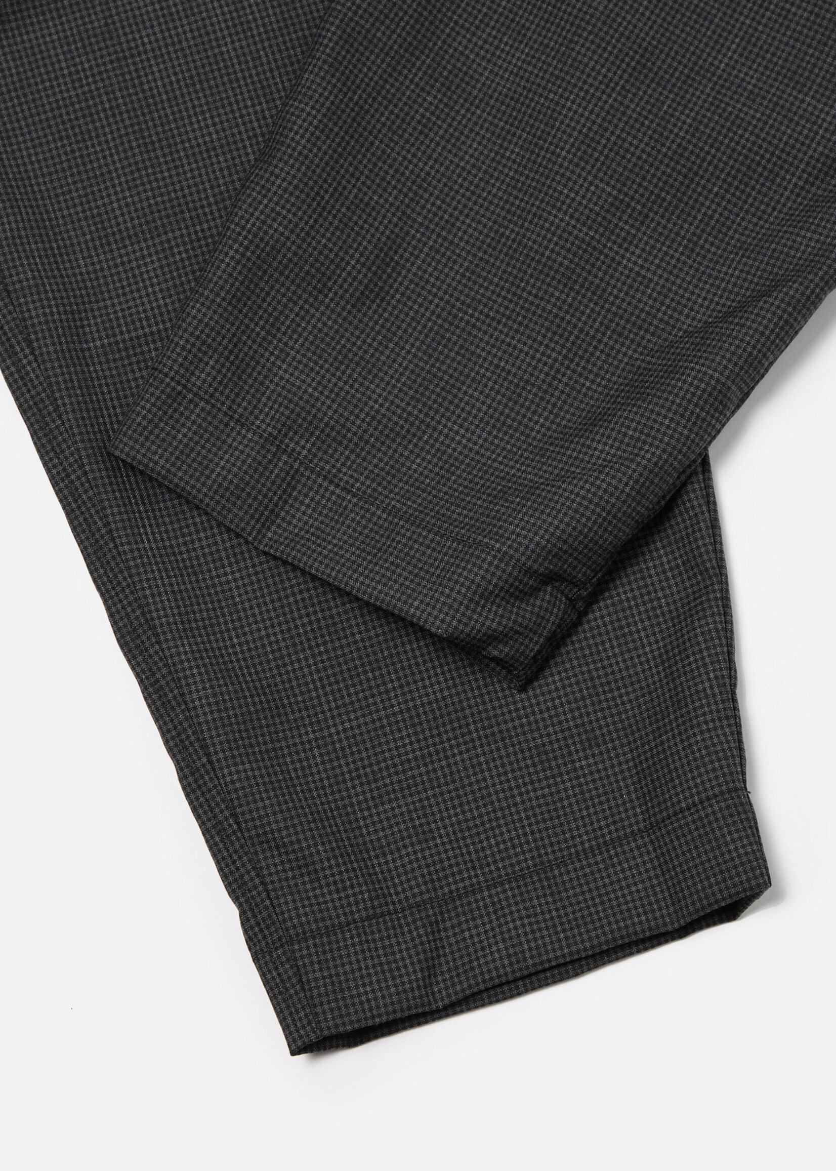 Universal Works Universal Works Mini Check Pleated Track Pants Black Wool