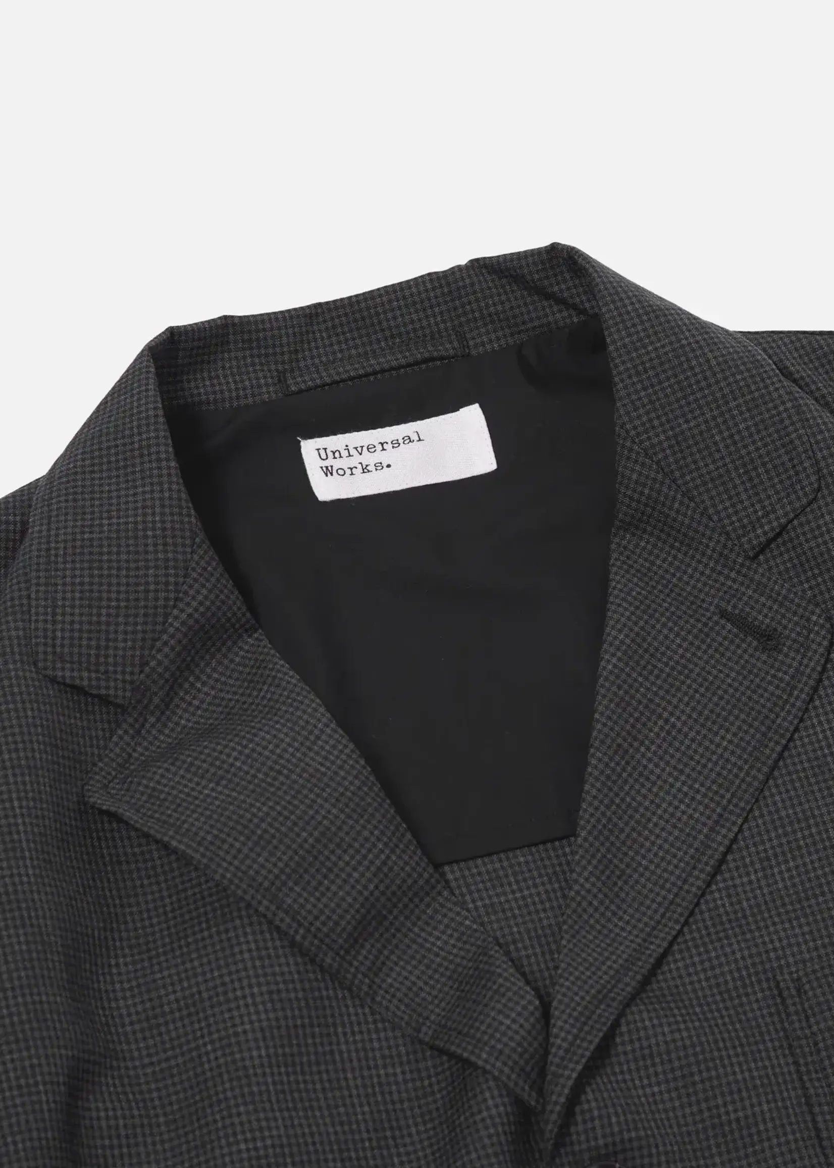 Universal Works Universal Works Mini Check Three Button Jacket Black Wool