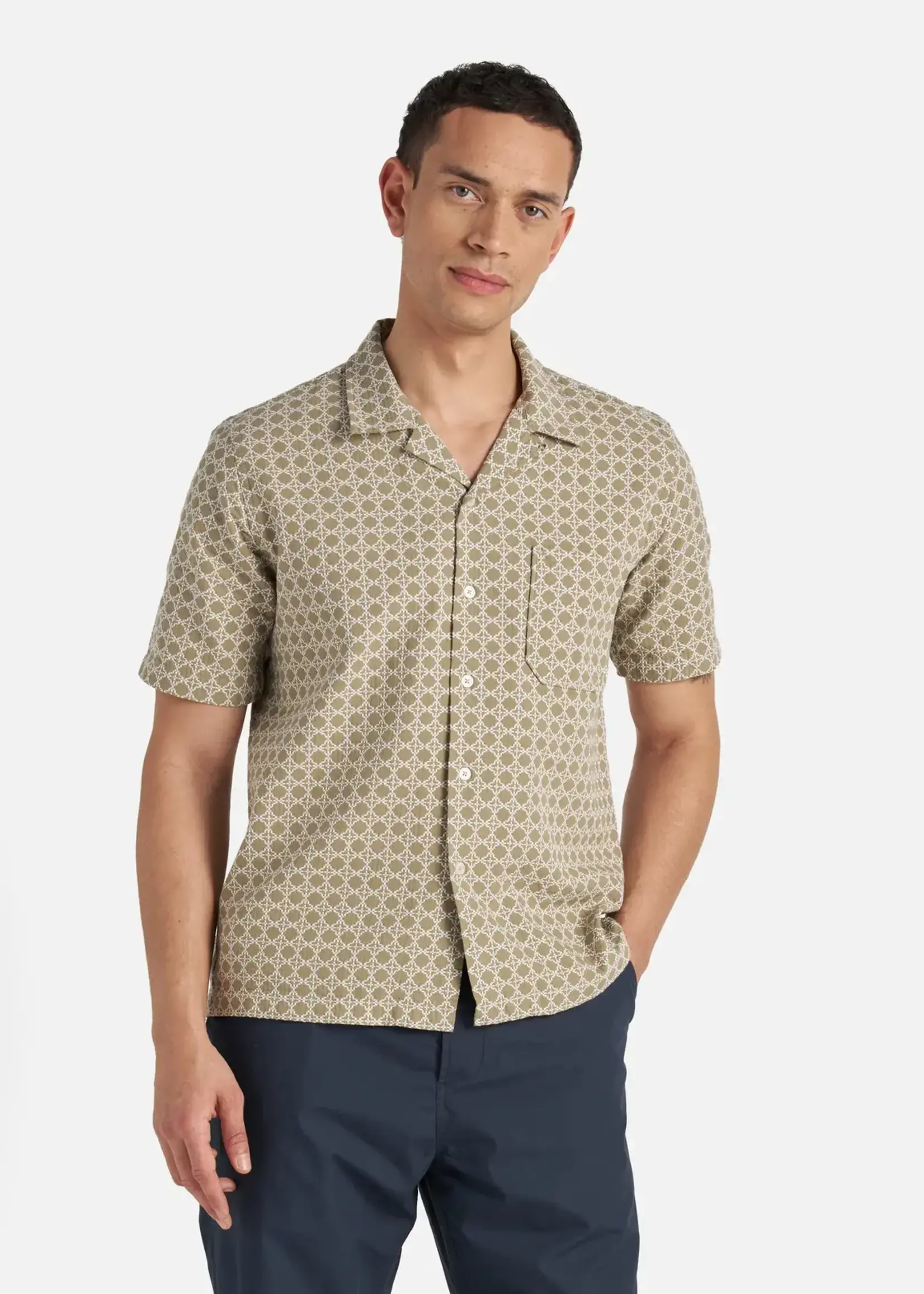 Universal Works Universal Works Rhodes Road Shirt Sand Cotton S/S
